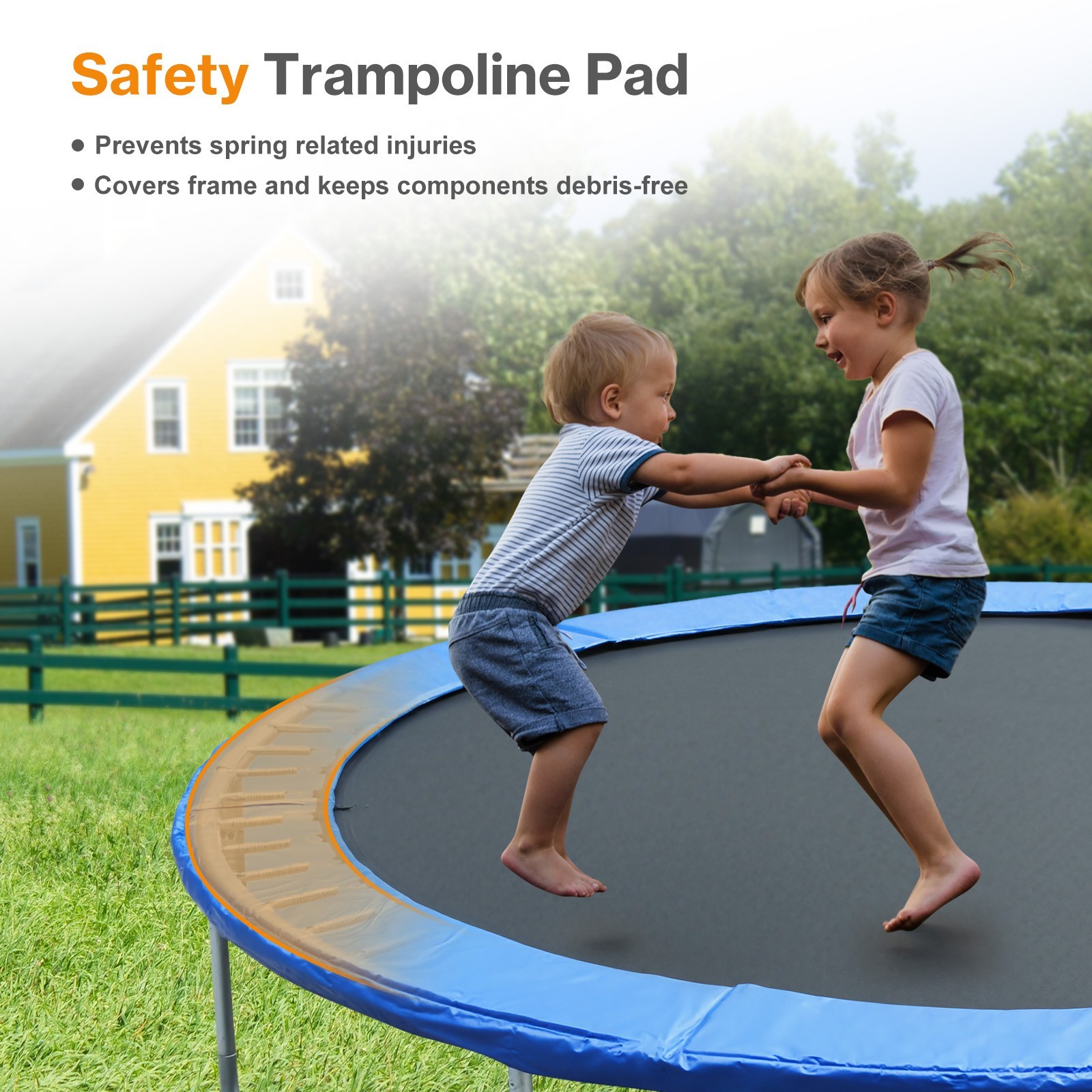 8/ 10/14/15FT Trampoline Safety Pad Replacement Universal Waterproof - Blue