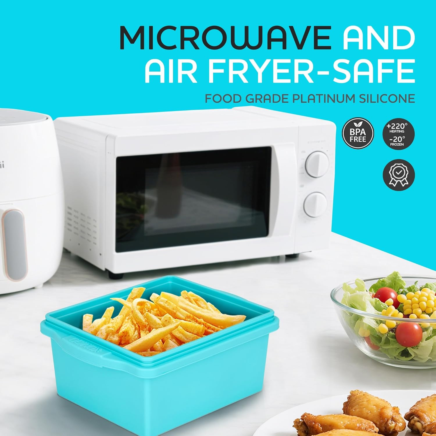 2 Cup Silicone Freezer Trays with Lids, Silicone Soup Freezer Molds - Leakproof,