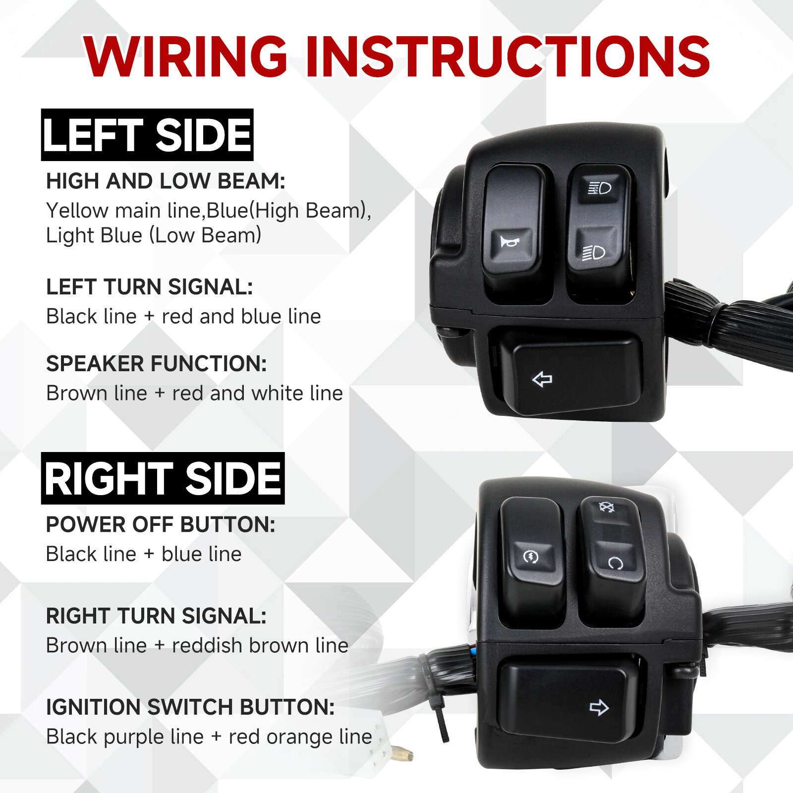 1" 25mm Handlebar Control Switch + Wiring Harness For Harley Sportster 883 1200