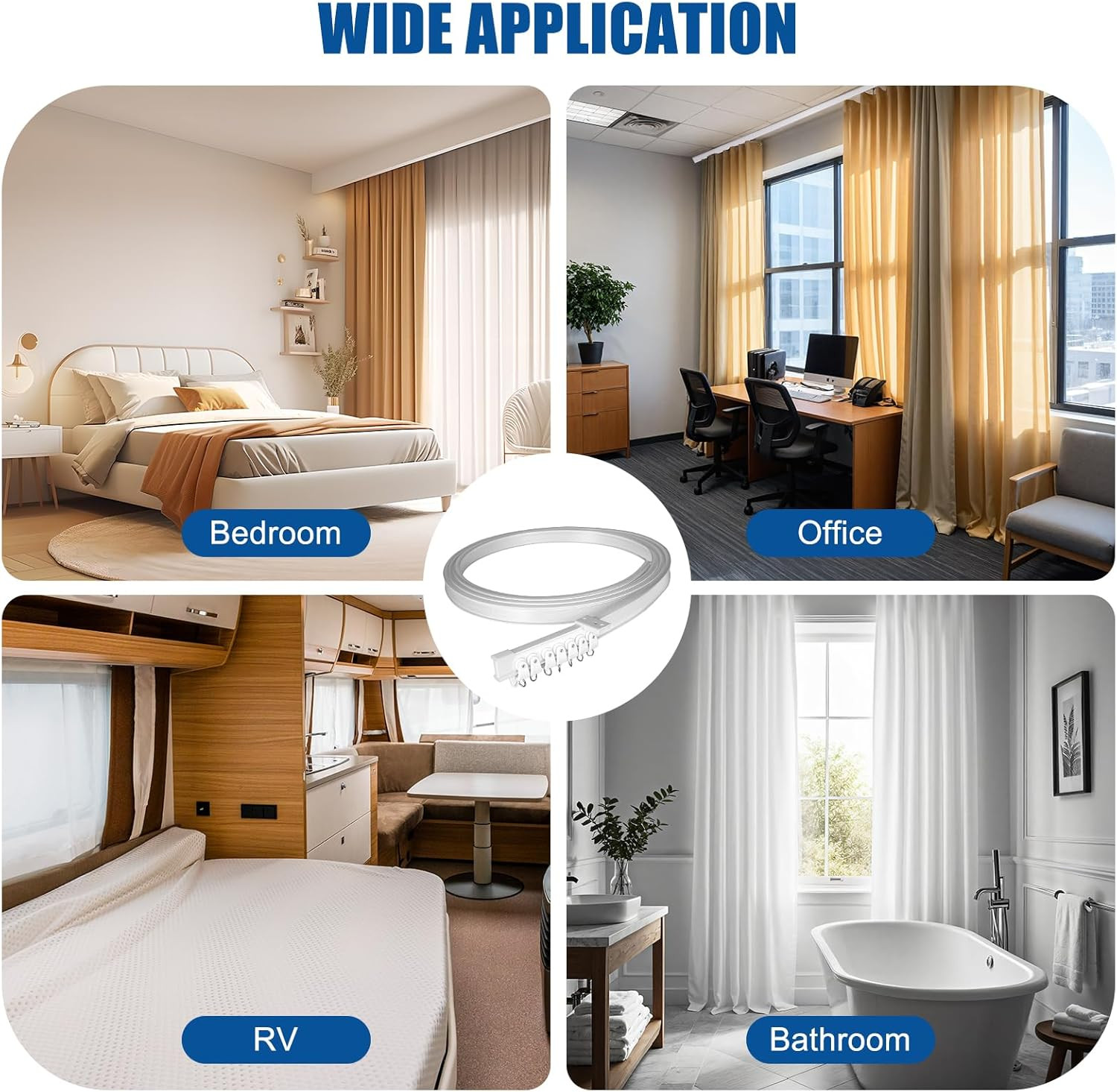 Heavy-Duty Flexible Ceiling Curtain Track 3M - Bendable PVC with Steel Plate