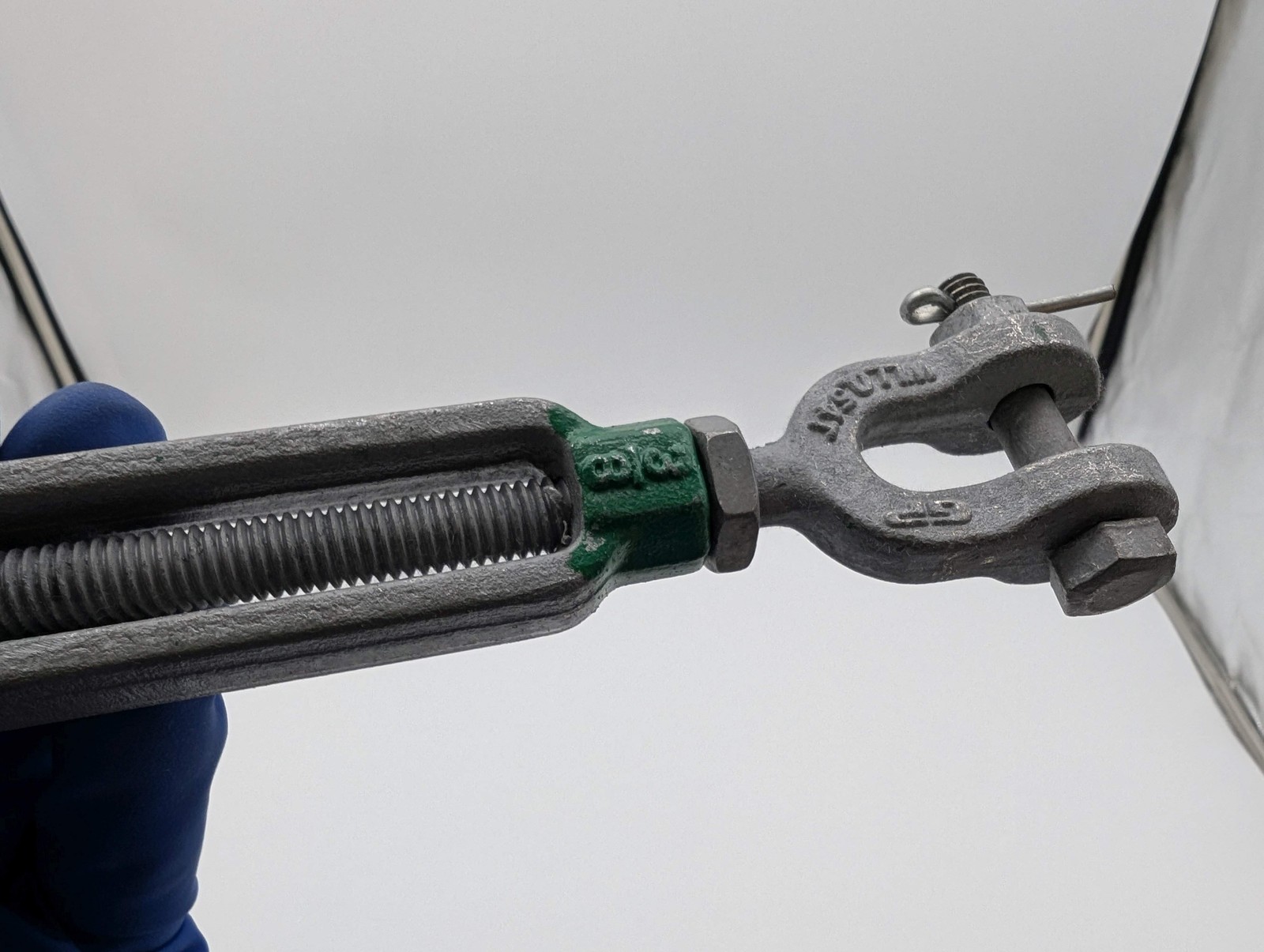 Green Pin 3/8" Turnbuckle Jaw Jaw 6" Take Up 1080lb LL SSGPGG1006 w/ Safety Bolt