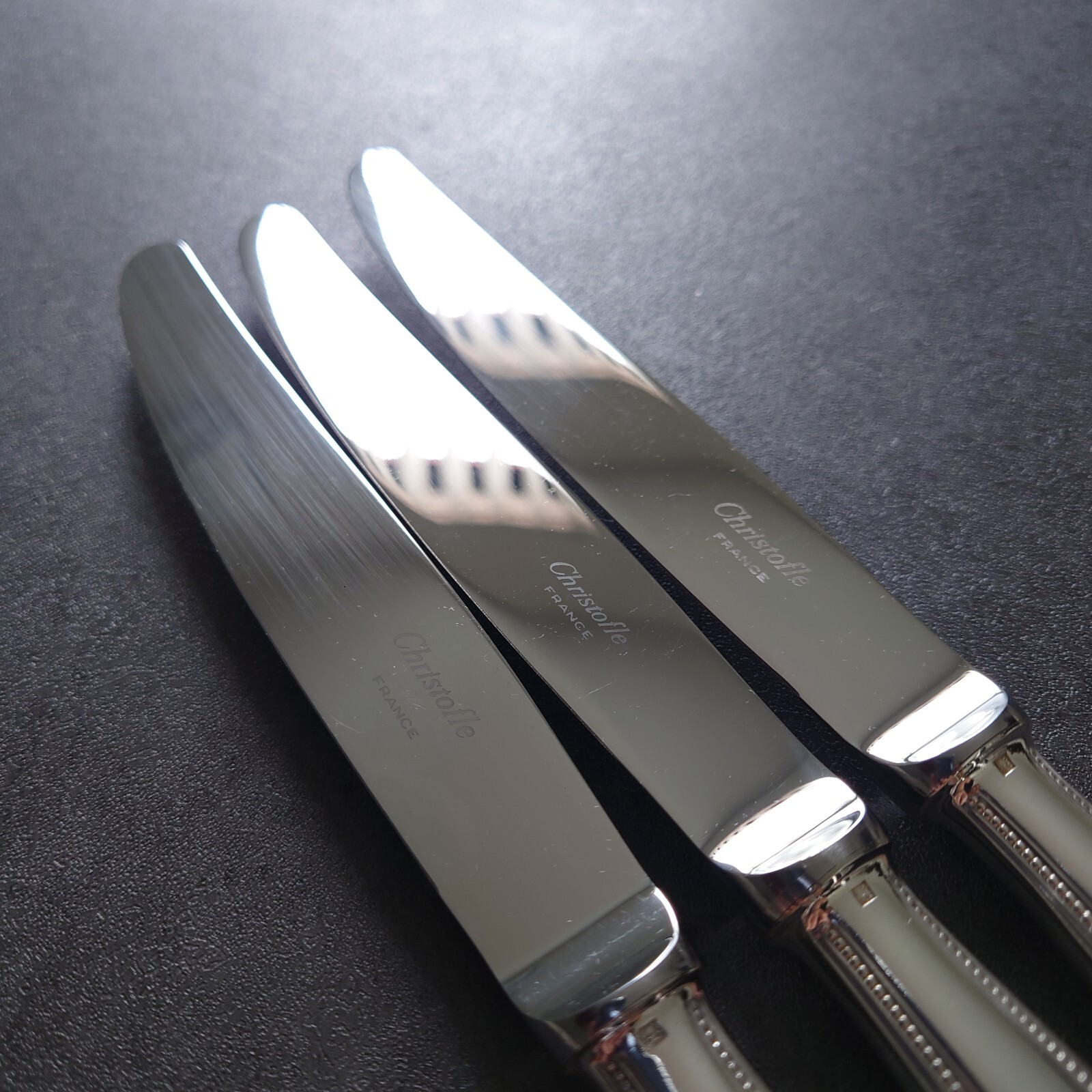 Christofle Perles 15pcs Silverplate Flatware Knife Fork Spoon Excellent