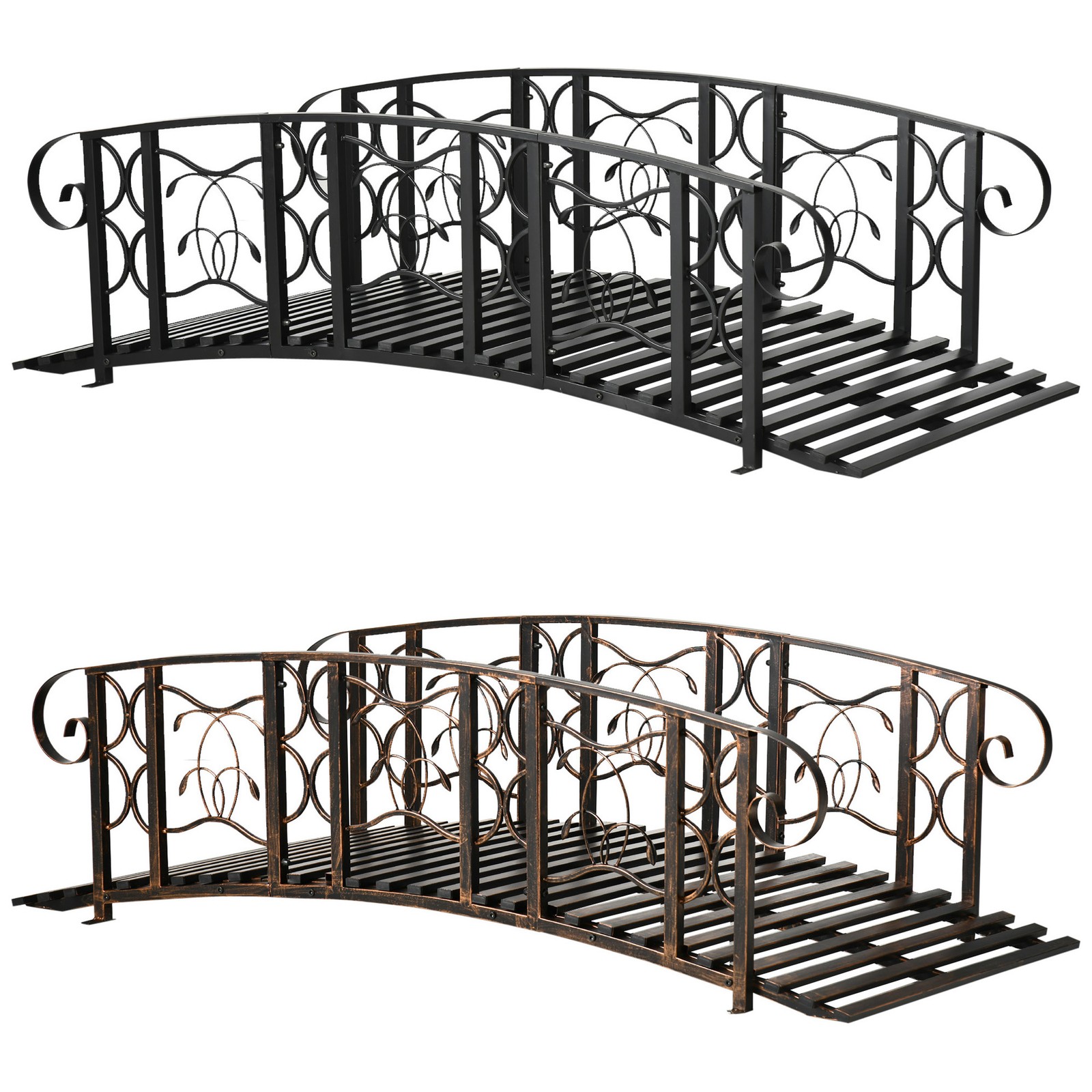 Outsunny 6FT Garden Bridge with 660lbs Capacity Steel Pond Bridge