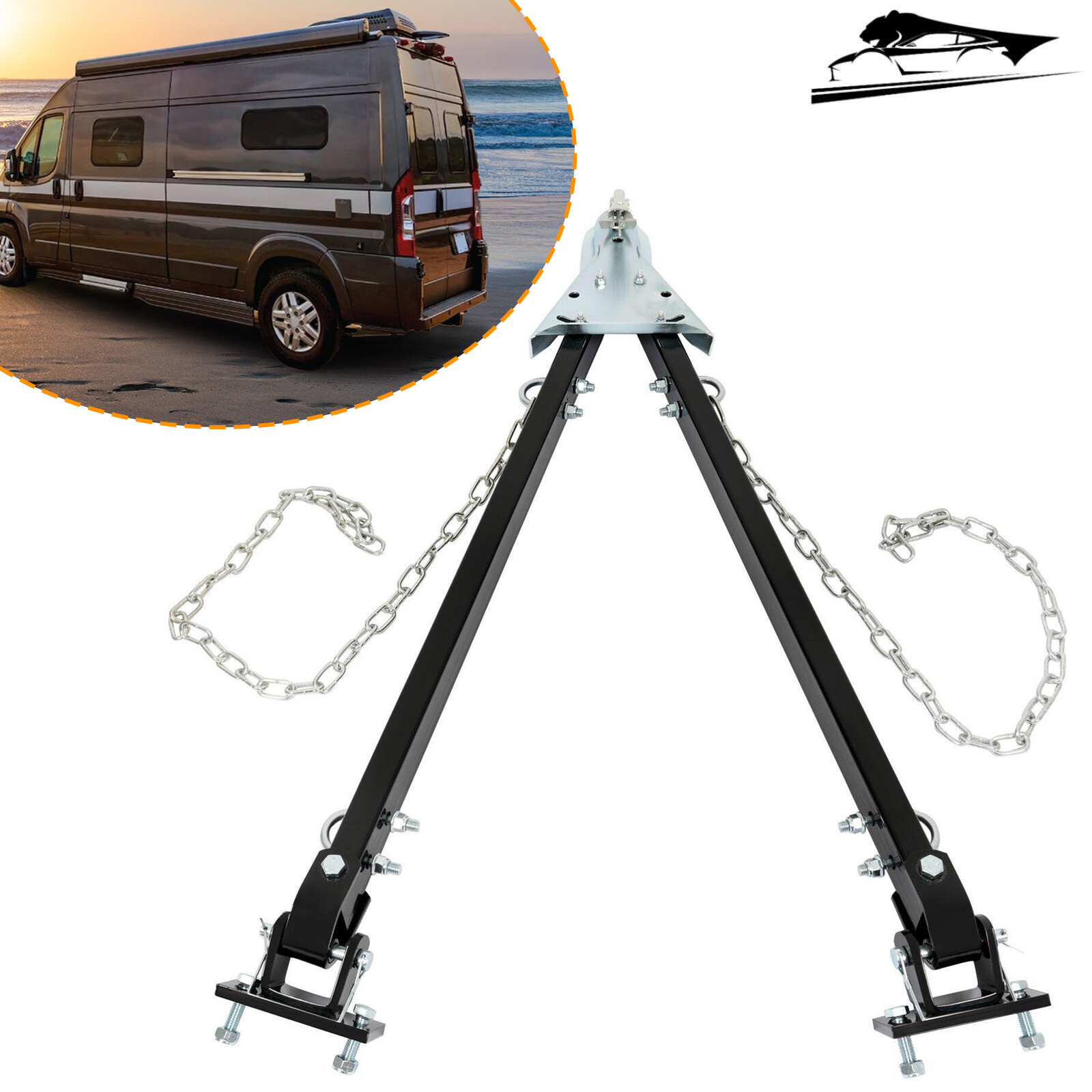 Adjustable Tow Bar 5500lbs w/Safety Chain 24" to 41" Wide For Camper RV Trailer