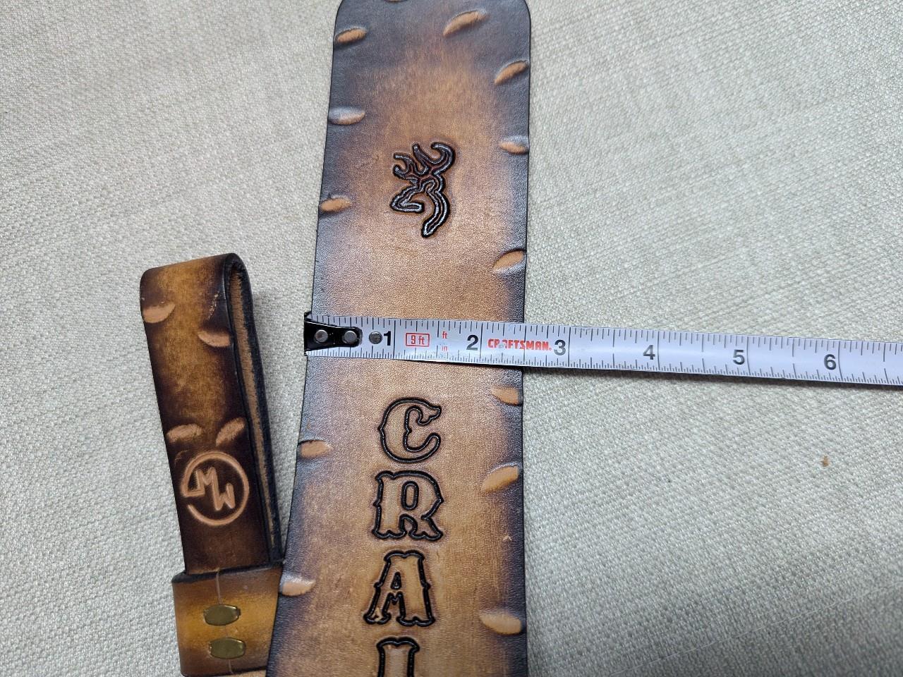 vintage CUSTOM cowhide leather TOOLED deer hunting RIFLE SLING gun belt CRAIG