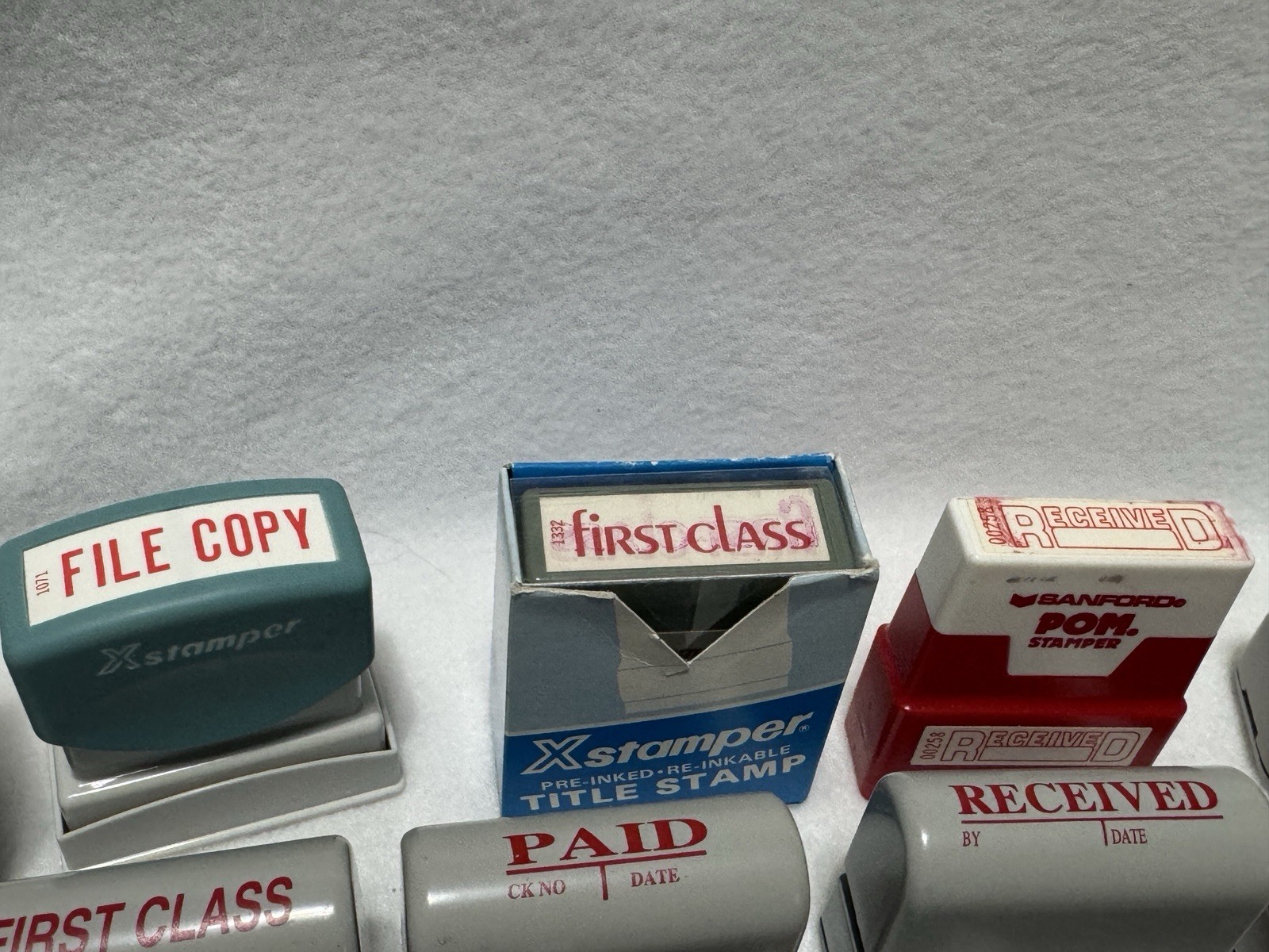 Office Stamp Lot Xstamper & Sanford | PAID RECEIVED FILE CONFIDENTIAL FAX