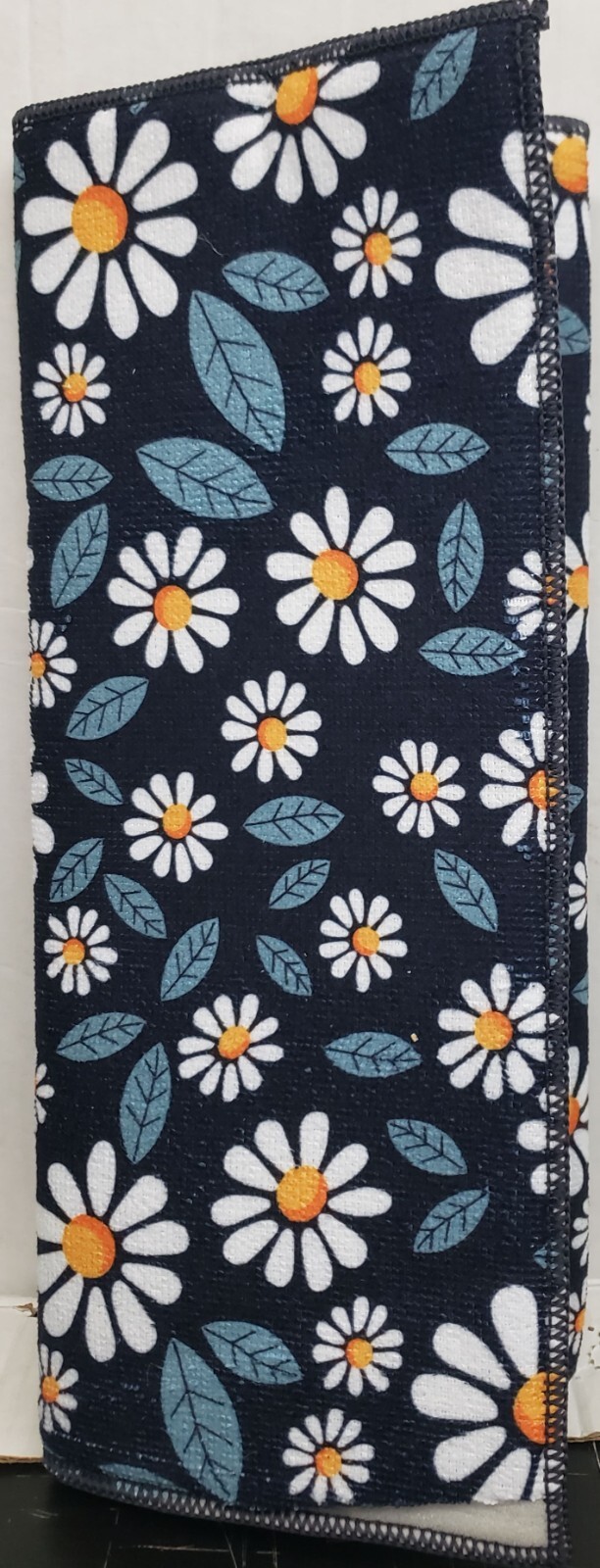Printed Microfiber Dish Drying Mat (15"x19") DAISIES FLOWERS, black back, SB
