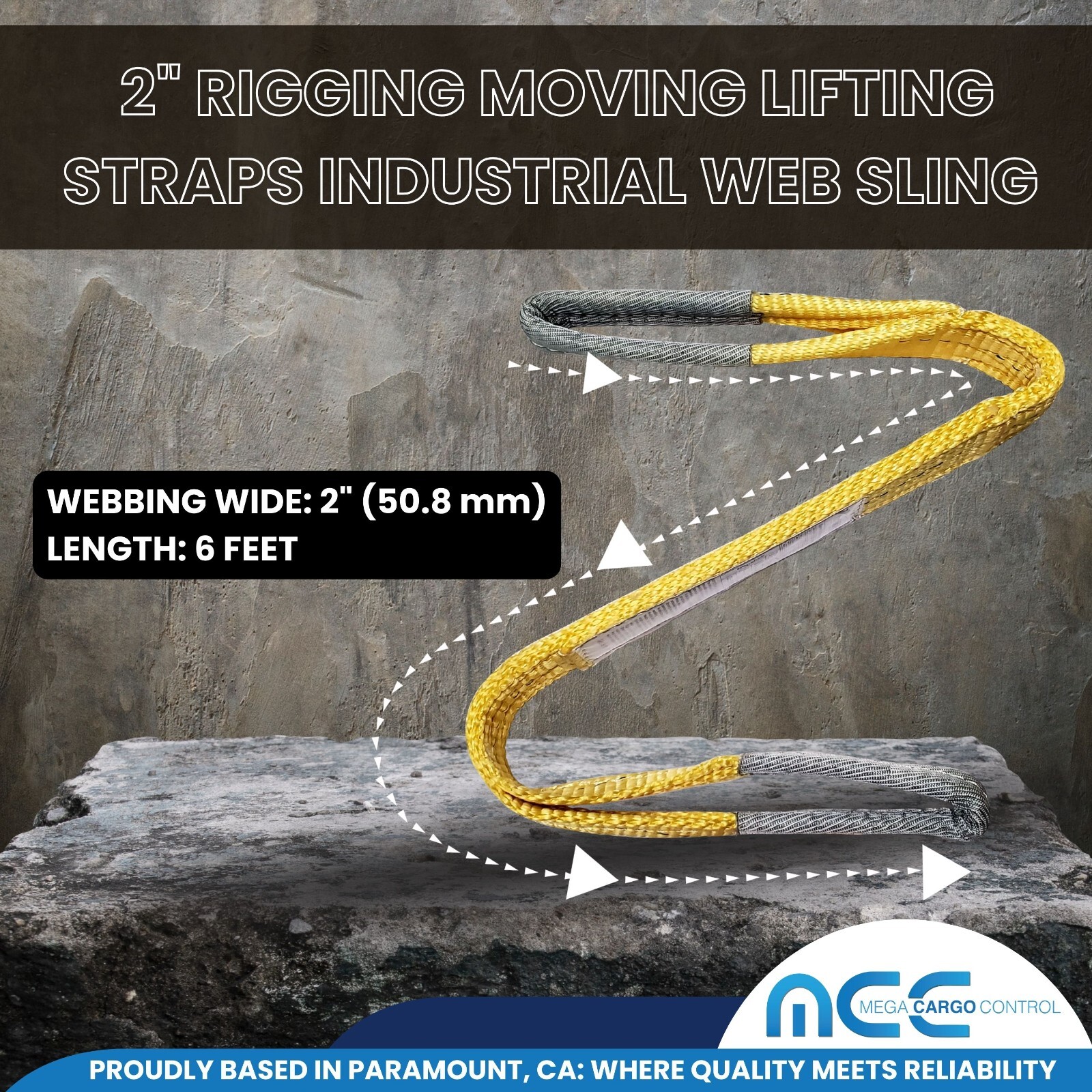 2 Pack Heavy Duty 2-Ply 2" x 6ft Polyester Web Sling Lifting Strap WLL 6200 lbs