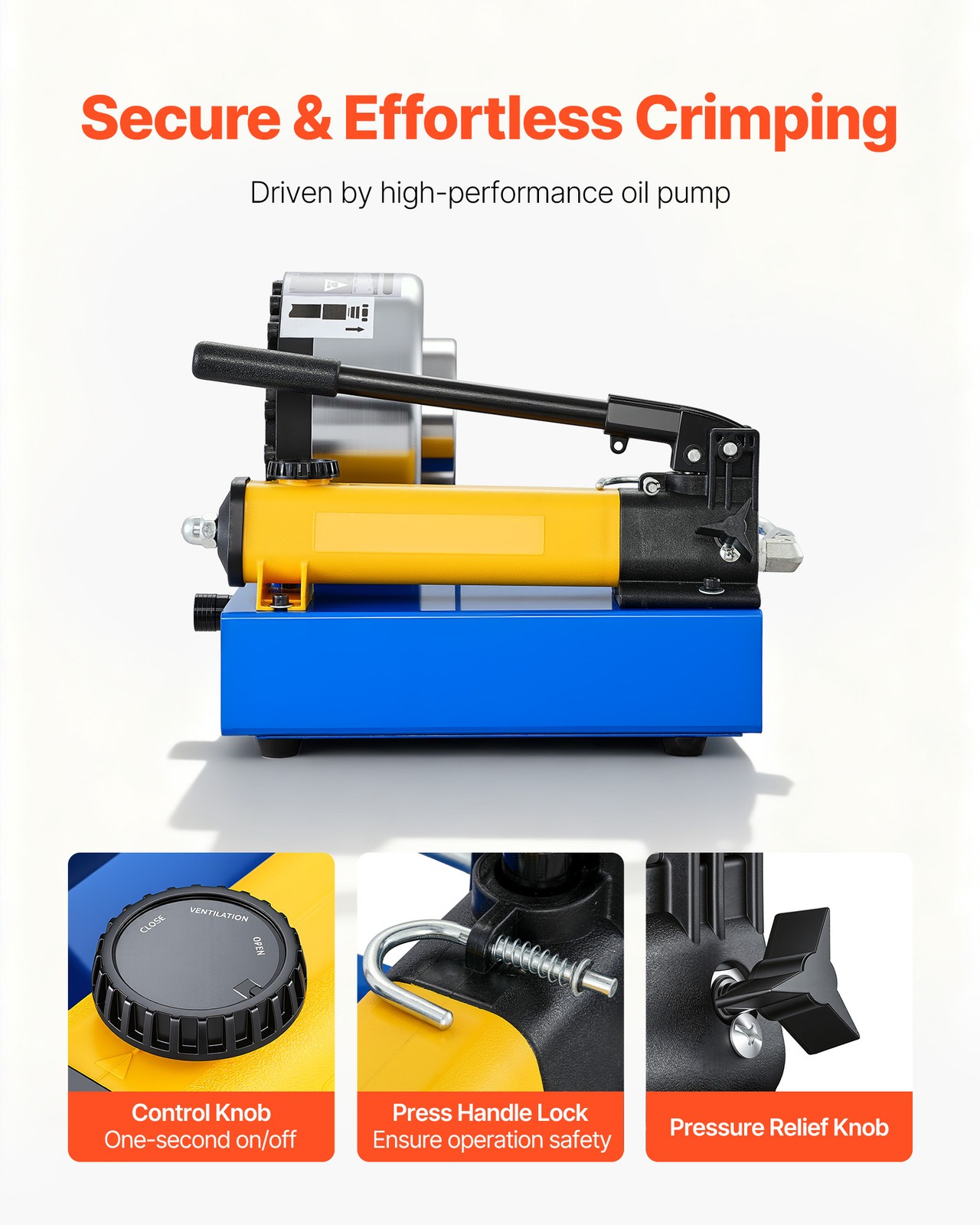 VEVOR High Pressure Hose Crimping Tool Manual Hydraulic Hose Crimper with 8 Dies