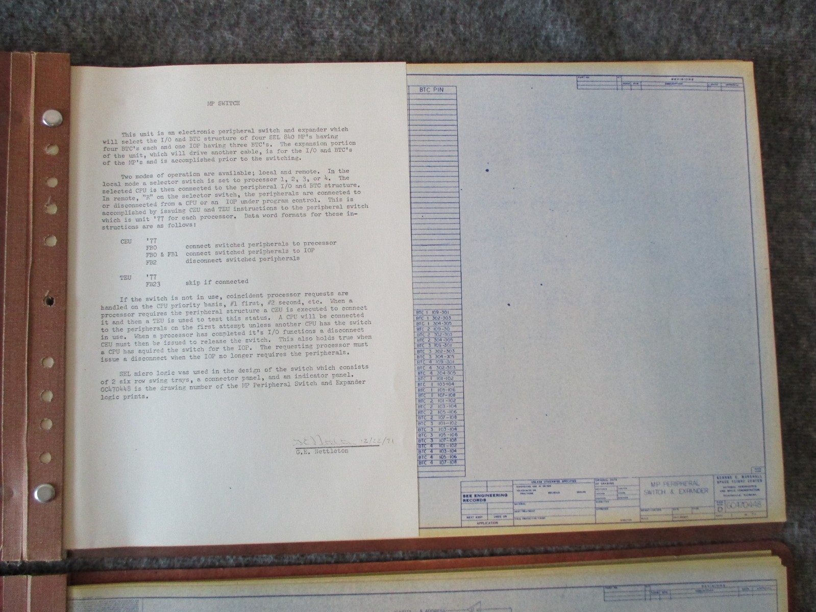 NASA MSFC SPERRY APOLLO/SKYLAB SYSTEMS CHECKOUT LAB BOOK +TECHNICAL/BLUEPRINTS)