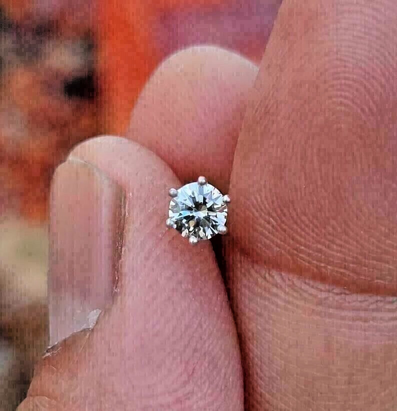 Natural Diamond Solitaire Nose Dainty 18g Nose Piercing 14k Solid Gold Screw On