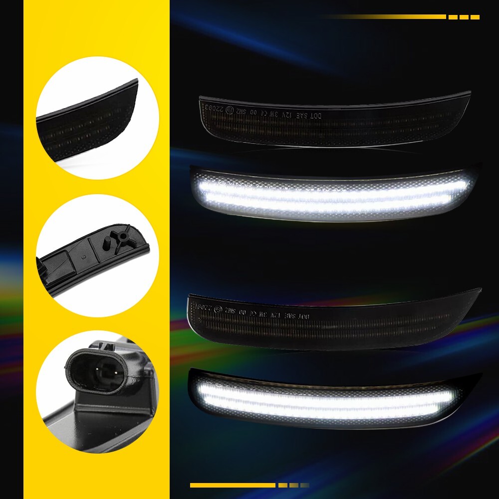 Smoked LED Front & Rear Side Marker Lights For 2015-2023 Chrysler 300 300C 300S