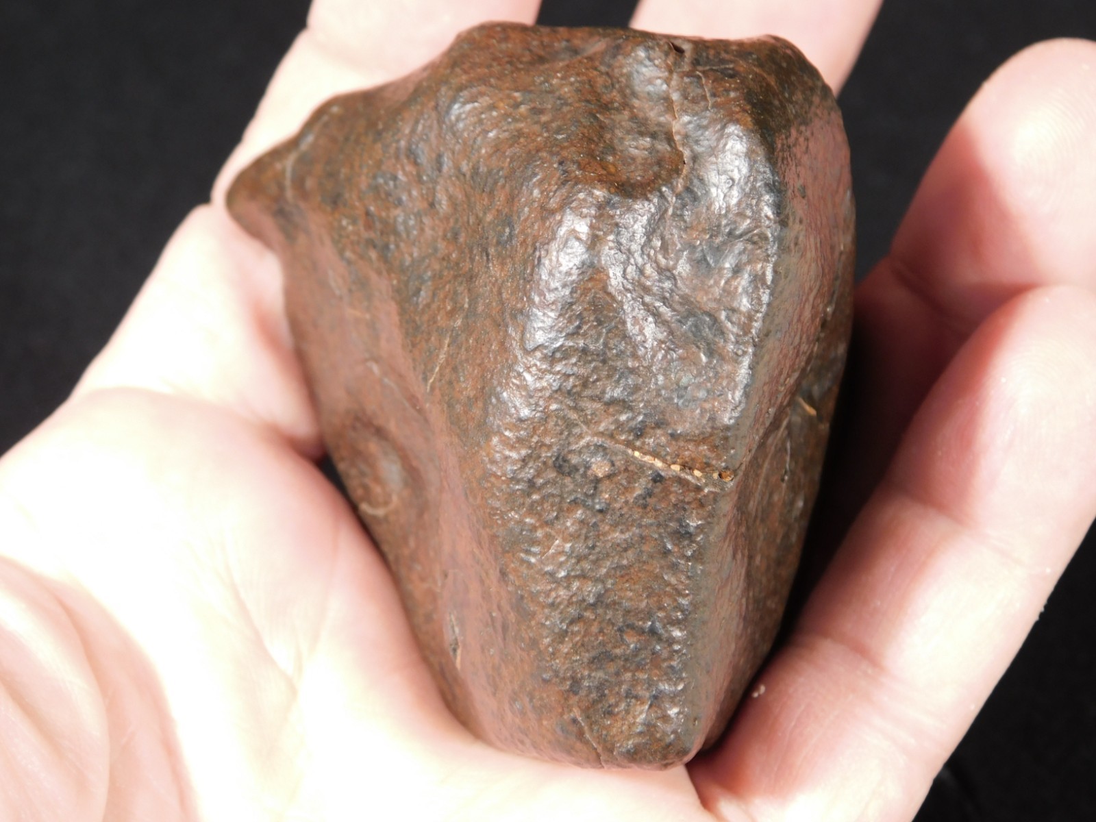 Larger! Stony METEORITE with DARK Fusion Crust and REGMAGLYPTS Libya 251gr