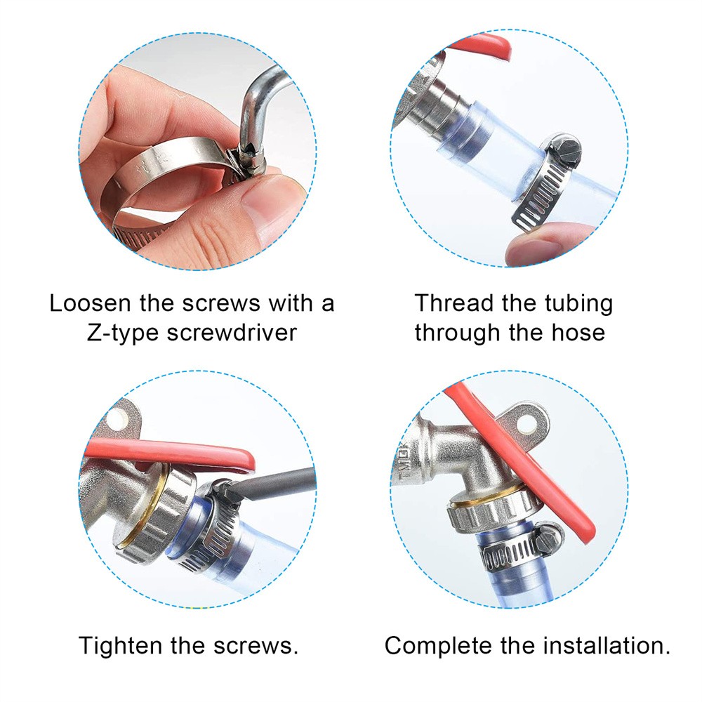 130pcs Adjustable Hose Clamps Worm Gear Stainless Steel Clamp Assortment 7 Sizes