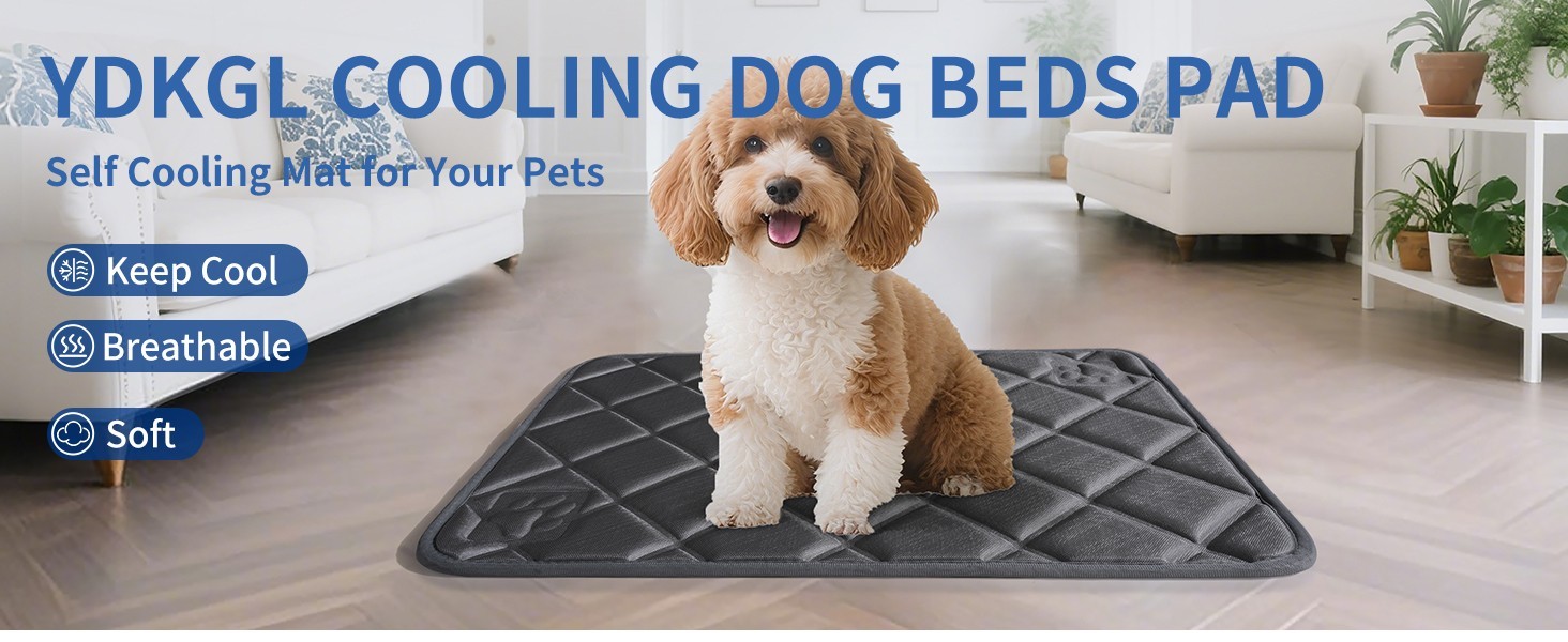 Dog Cooling Mat, Ice Silk Self Cool Pad for Dogs and Cats (35"x24", Black)