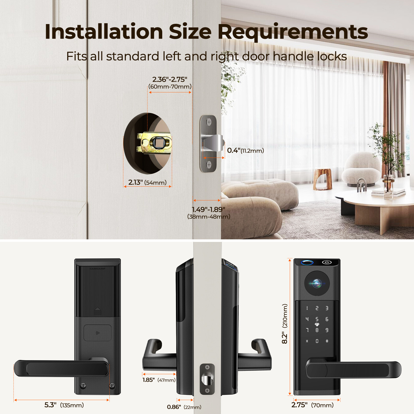 WiFi Door Lock with Camera, Deadbolt Smart Lock with Video Doorbell Keyless Lock