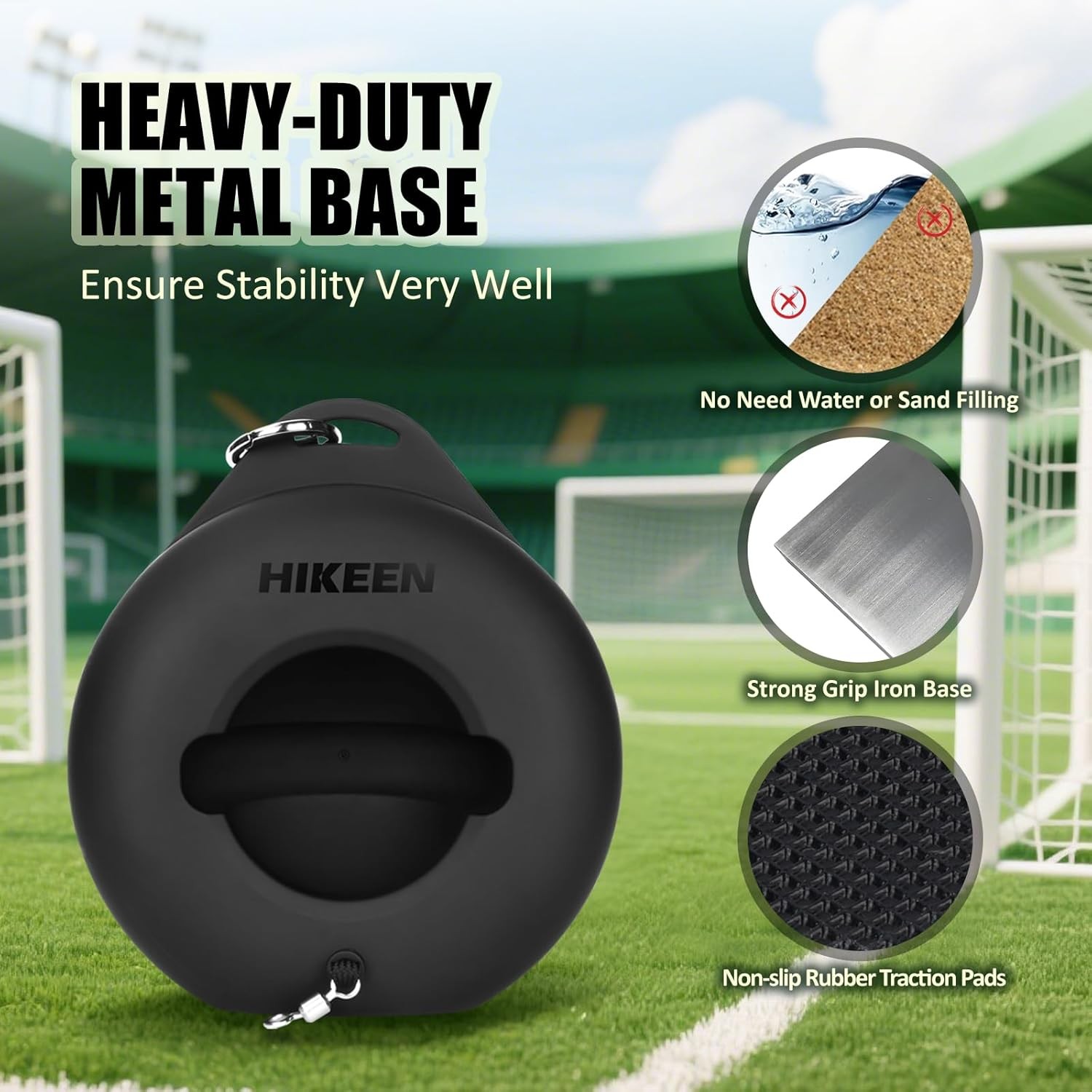 Soccer Training Set w Metal Base Portable Solo Trainer Equipment w Rebound Ball