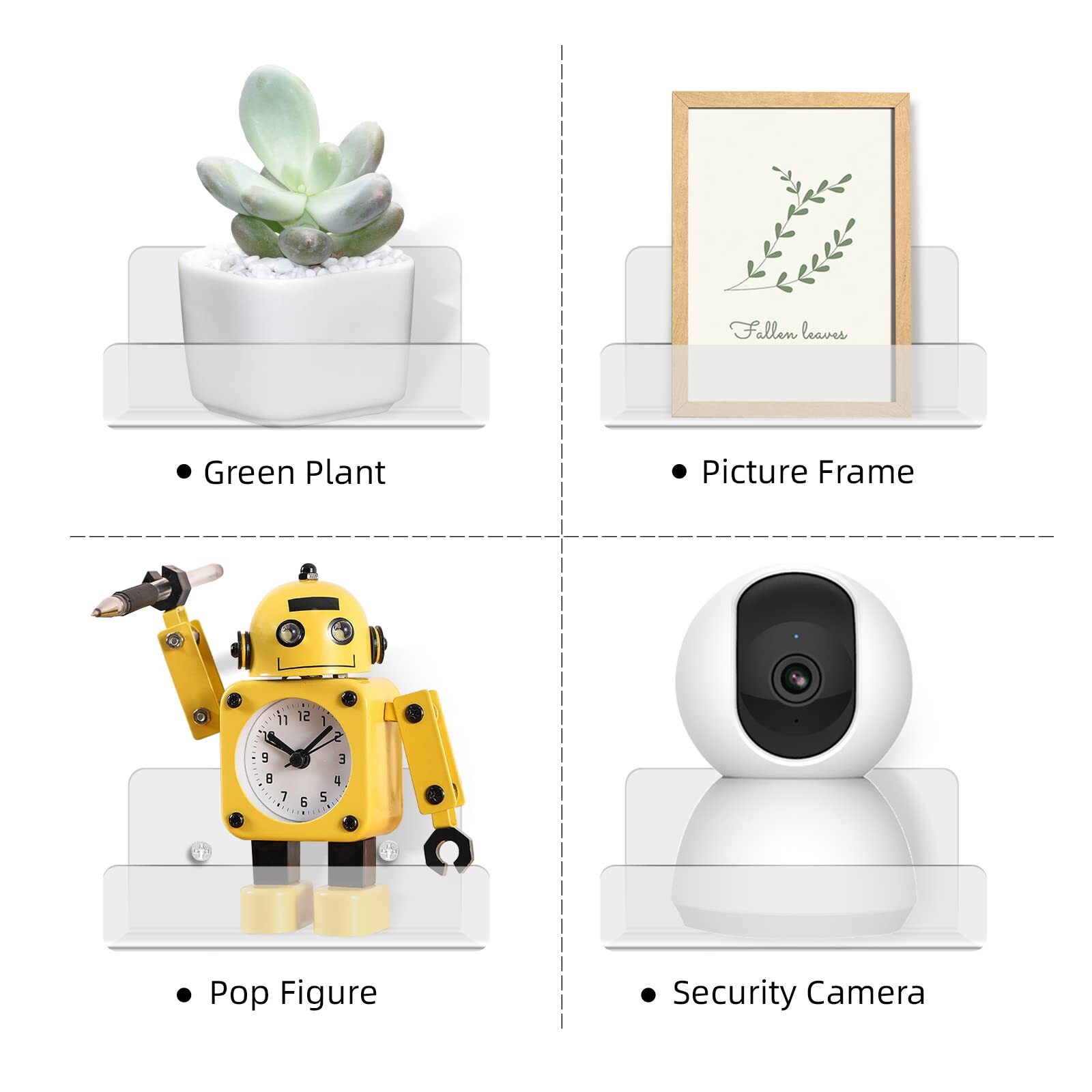 3 Pack Acrylic Small Floating Shelf for Wall Storage,4'' Clear Mini Adhesive She