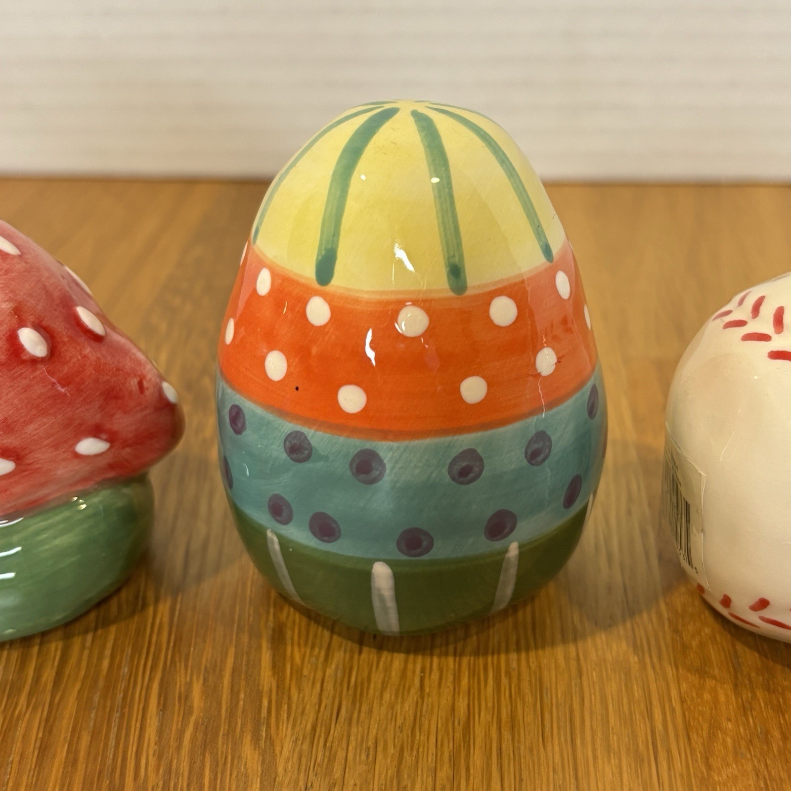 NWT (Set Of 6) Ceramic Charcuterie Board Toppers 3” Watermelon Baseball Golf Egg