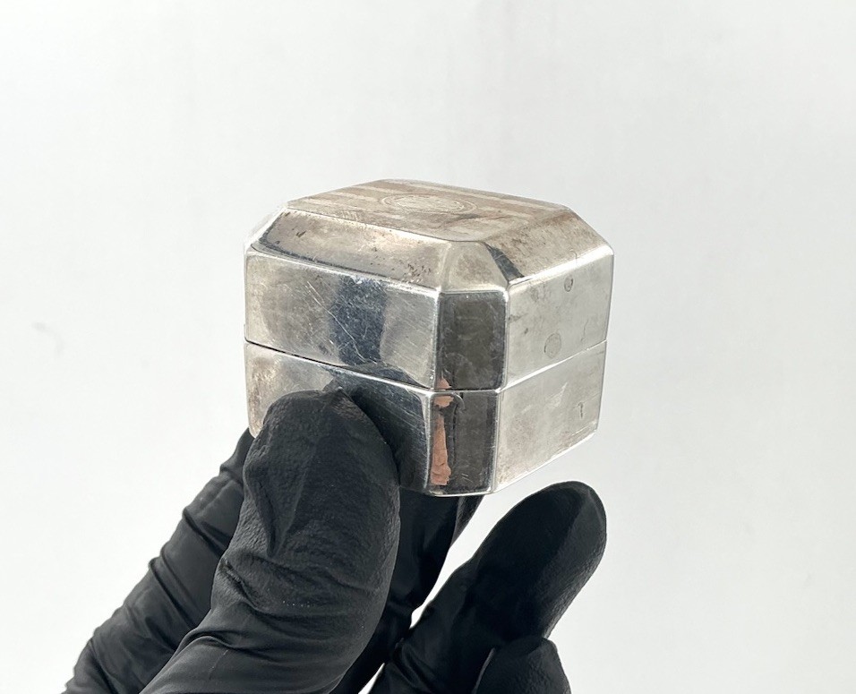 Vintage Birks Sterling Silver Presentation Ring Box With Black Velvet - Monogram