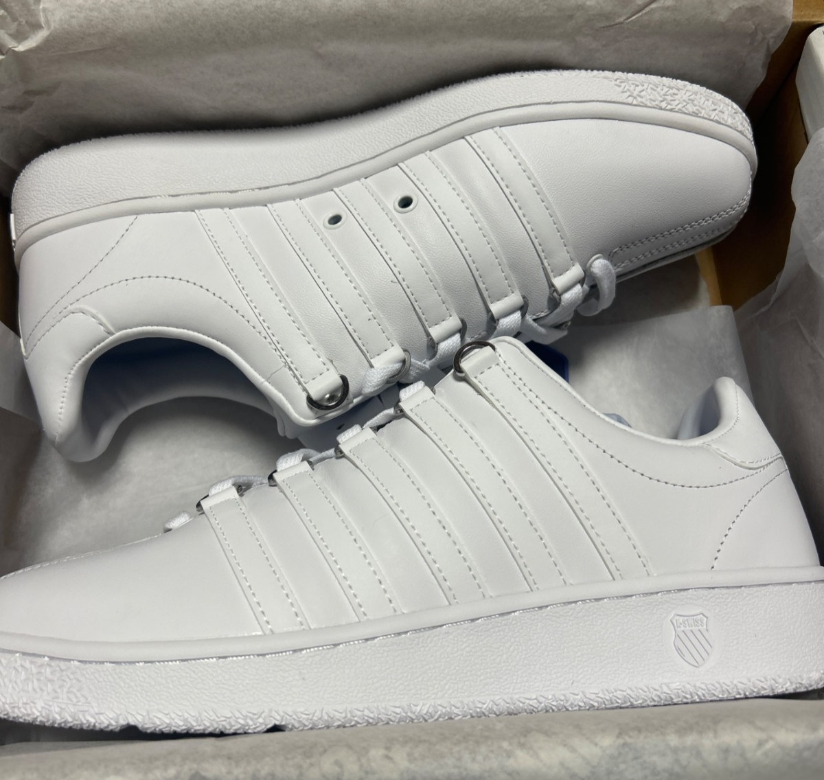 K-Swiss Classic VN White Sneakers Men’s Size 10 Leather Casual Shoes 07321-101