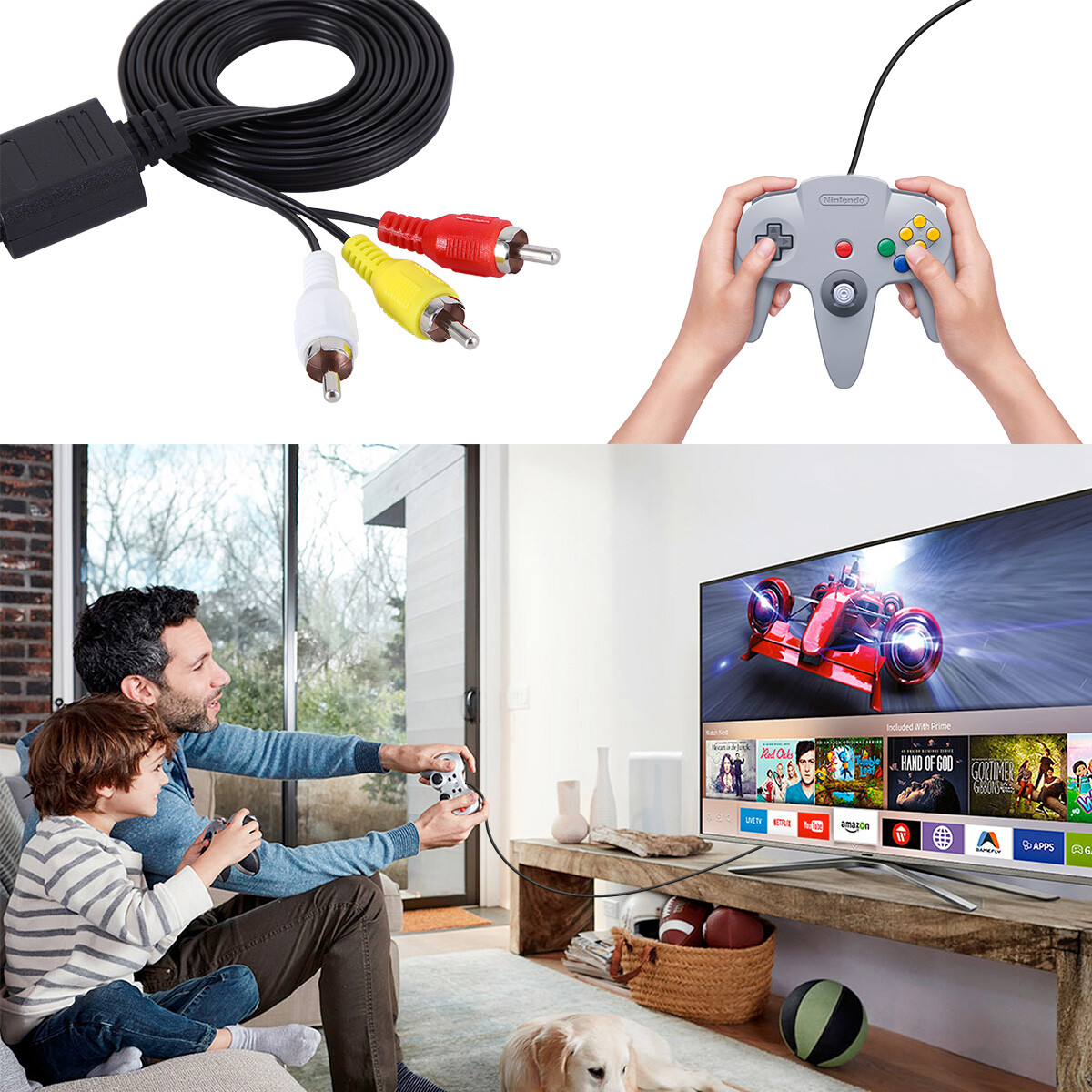 N64 SNES Gamecube RCA AV TV Audio Video Stereo Cable Cord For Nintendo 64 LOT