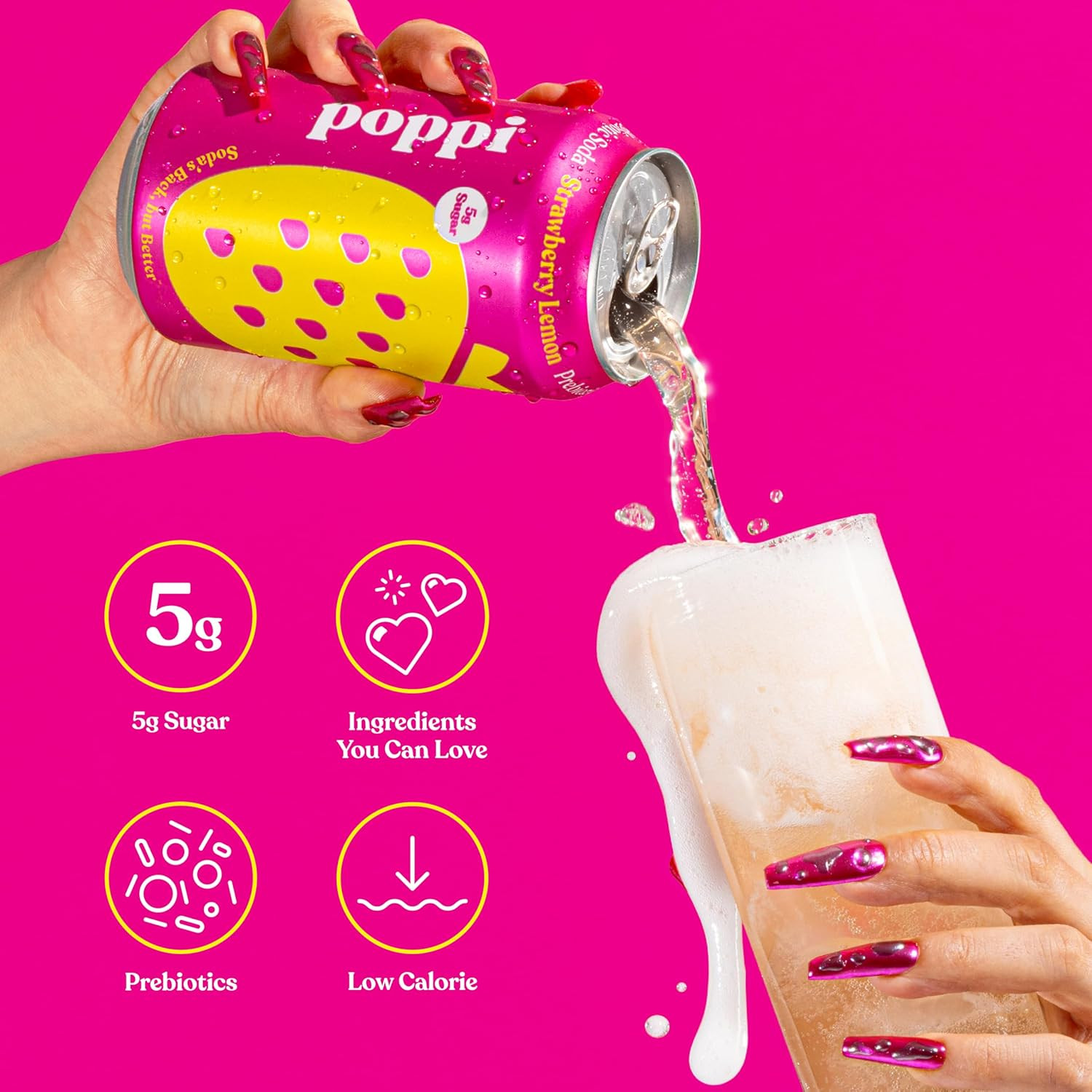 Poppi Sparkling Prebiotic Soda Beverage with Cider Vinegar, Seltzer Water and F