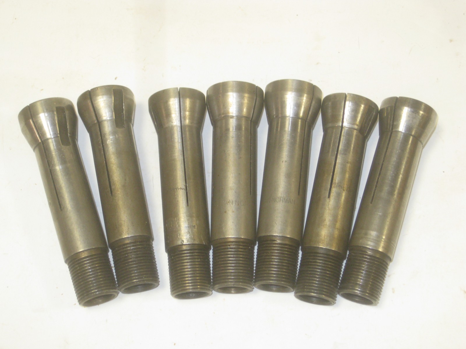 Set of 7 Van Norman Collets Different Sizes +extra