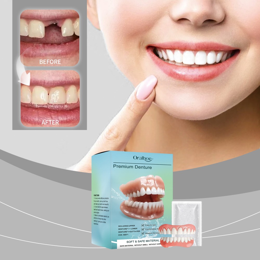 Moldable False Teeth, Veneers Teeth for Women and Men, Upper and Lower Match