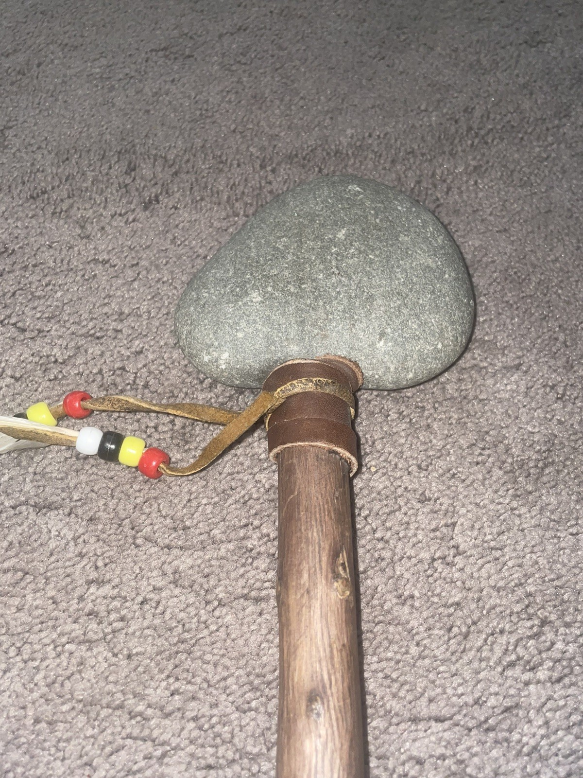 Antique 1870s Native American Indian Stone War Club Plains Sioux Estate Find