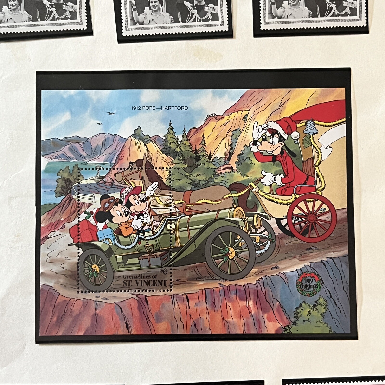 1977 1982 1989 GRENADINES OF ST. VINCENT MINT STAMPS ON ALBUM PAGE, HIGH DENOMS