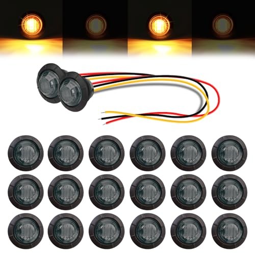 20 Pcs Strobe + Marker Lights 3/4 Inch Pack of 20 Smoked Lens Amber 20 Pcs