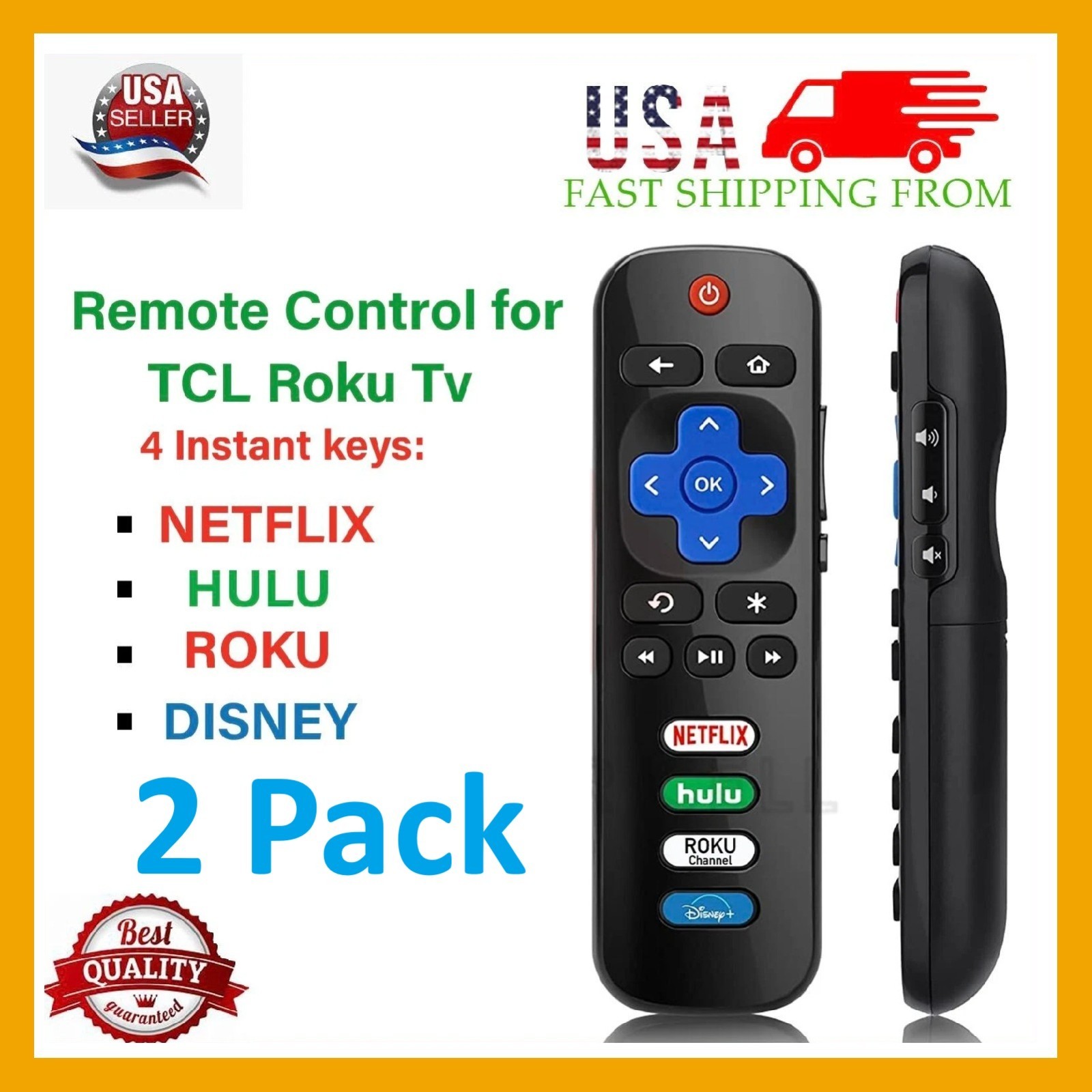2 Pack Replacement Remote FIT For ROKU TV TCL/Sanyo/Element/Haier/RCA/LG/Philips