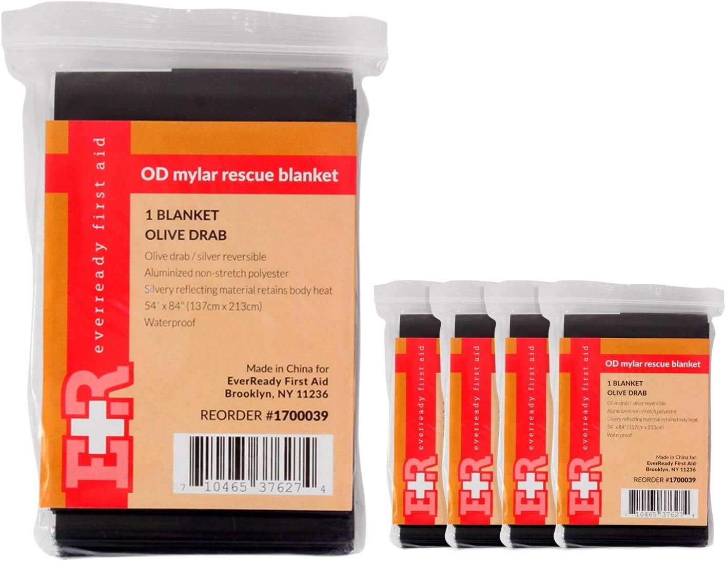 Ever Ready Emergency Rescue Space Thermal Mylar Blankets 52" x 84" - 5 Pack