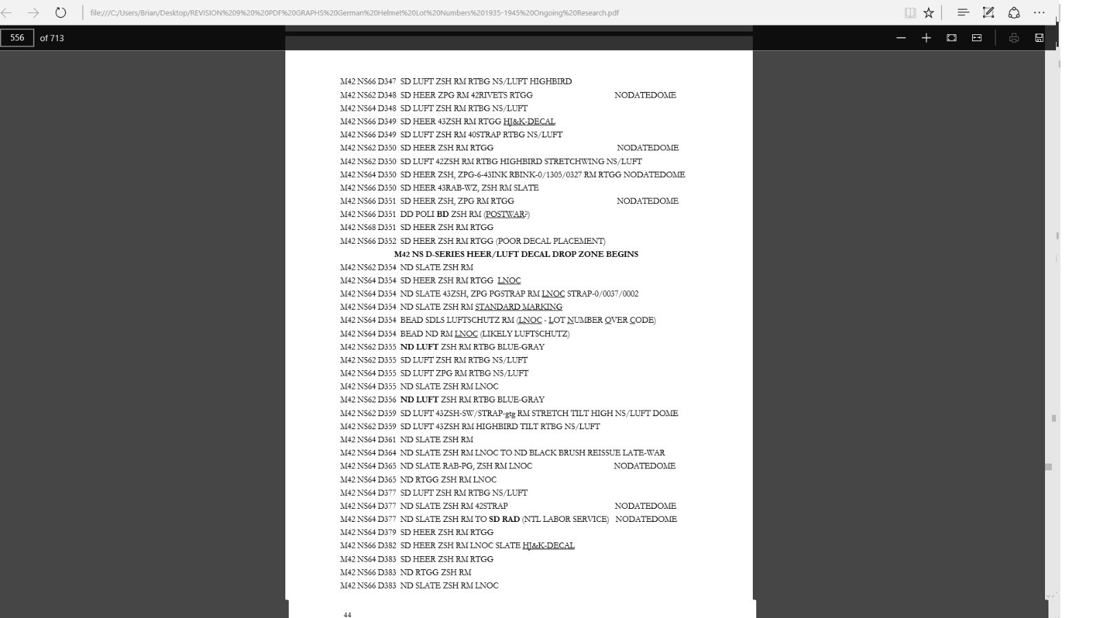 PDF FILE - 11 GERMAN HELMET LOT NUMBERS 1935-1945 REVISION - 11 COMPUTER FILE