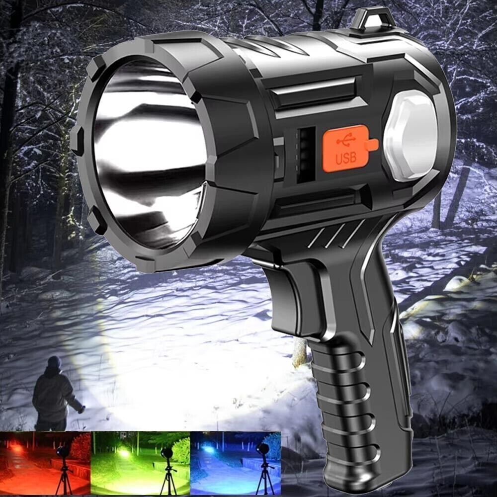 900000000LM Bright Solar/USB Rechargeable LED Spotlight Flashlight Searchlight