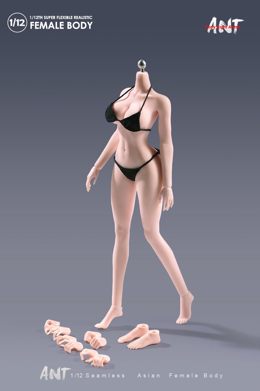 US ANT 1:12 Pale Large Breast Plump Hip Seamless Female Action Figure Body Doll