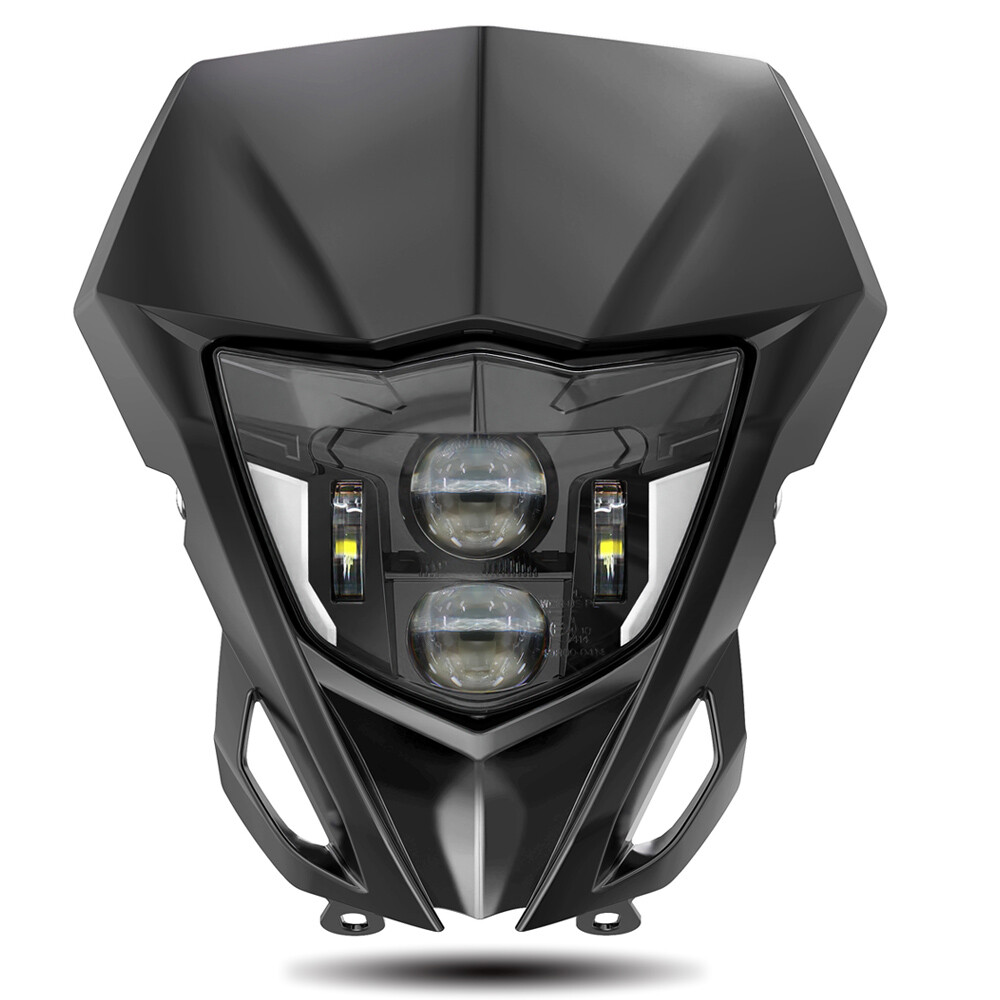 LED Headlight High Low Beam DRL Black Bezel For YAMAHA WR250F WR450F 2007-2024