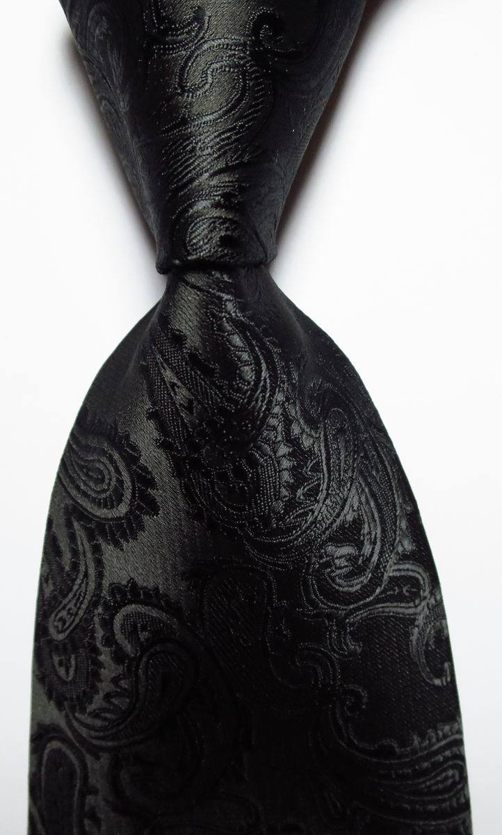 New Classic Paisley Black JACQUARD WOVEN 100% Silk Men's Tie Necktie