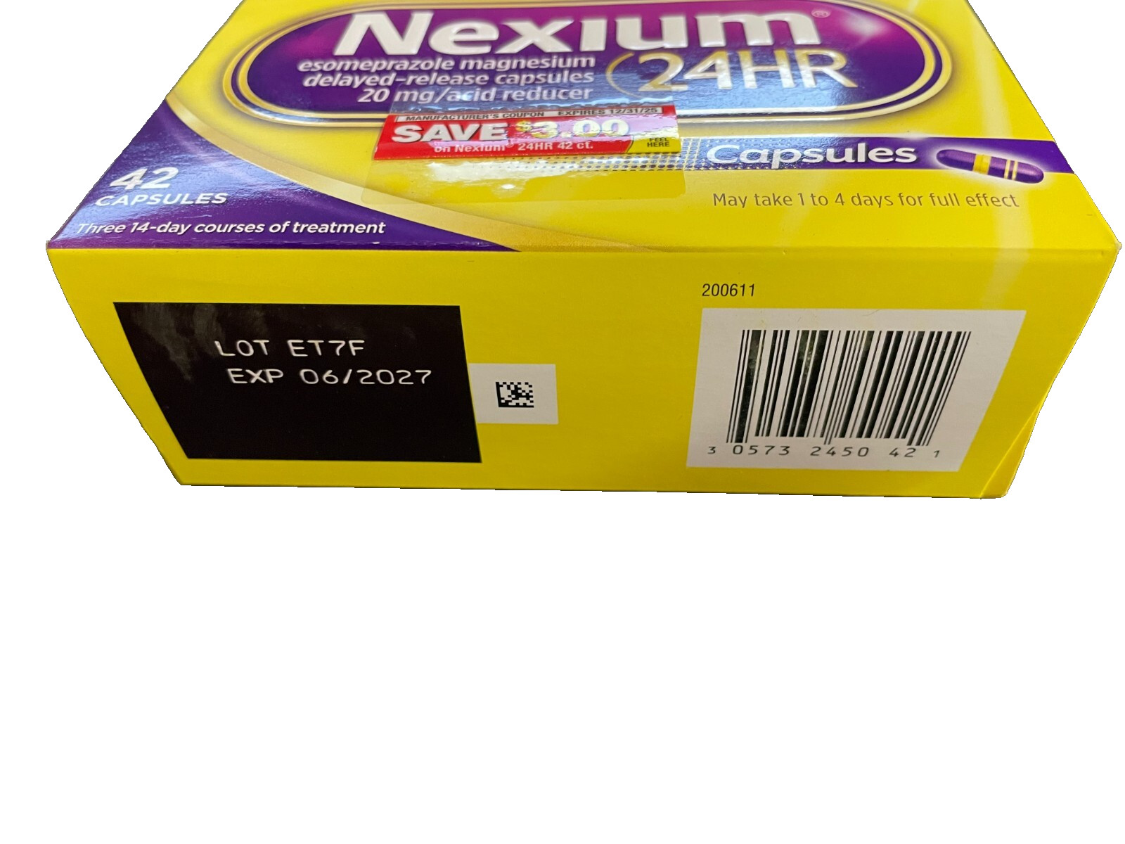 Nexium 24HR Acid Reducer Capsules for Heartburn Relief 5 Boxes 42 Count per box