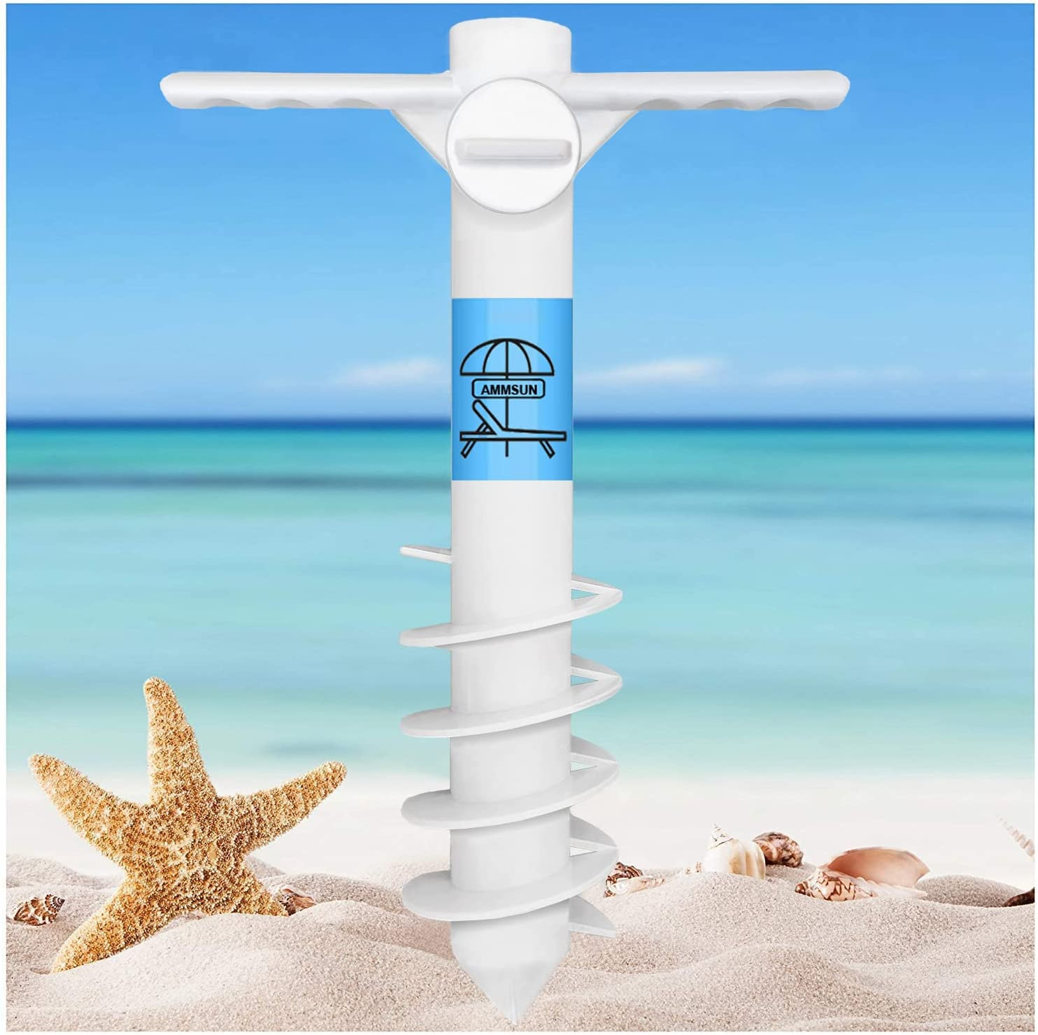 Beach Umbrella Sand Anchor Heavy Duty, Outdoor Umbrellas Base with 5 Spiral S...