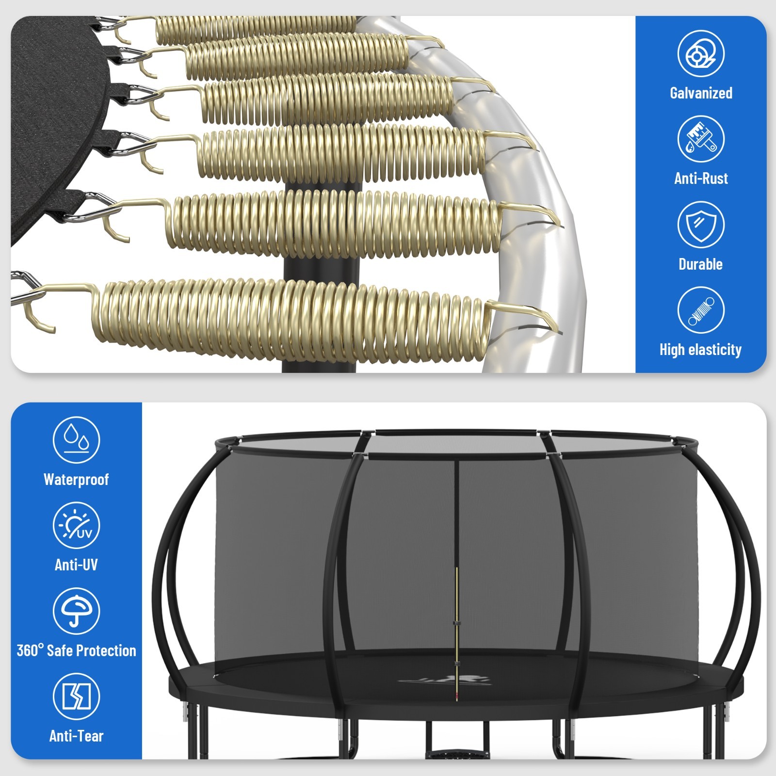 14FT 450LBS Trampoline Outdoor Trampoline for kids and Adults w/Enclosure net