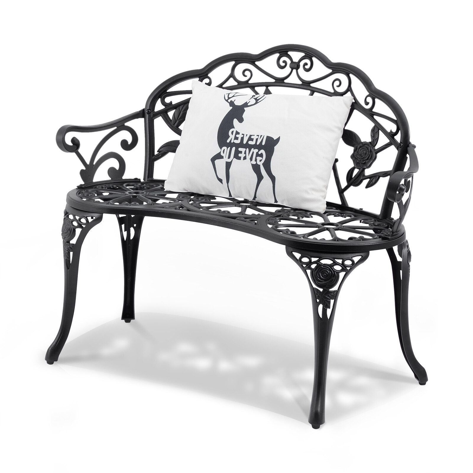 VEVOR Outdoor Bench 38.8in Metal Garden Bench 480lbs Park Patio Yard Porch Bench