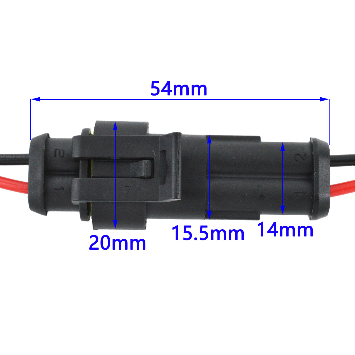 20PCS 2Pin Way Car Waterproof Male Female Electrical Connector Plug Wire Kit Set