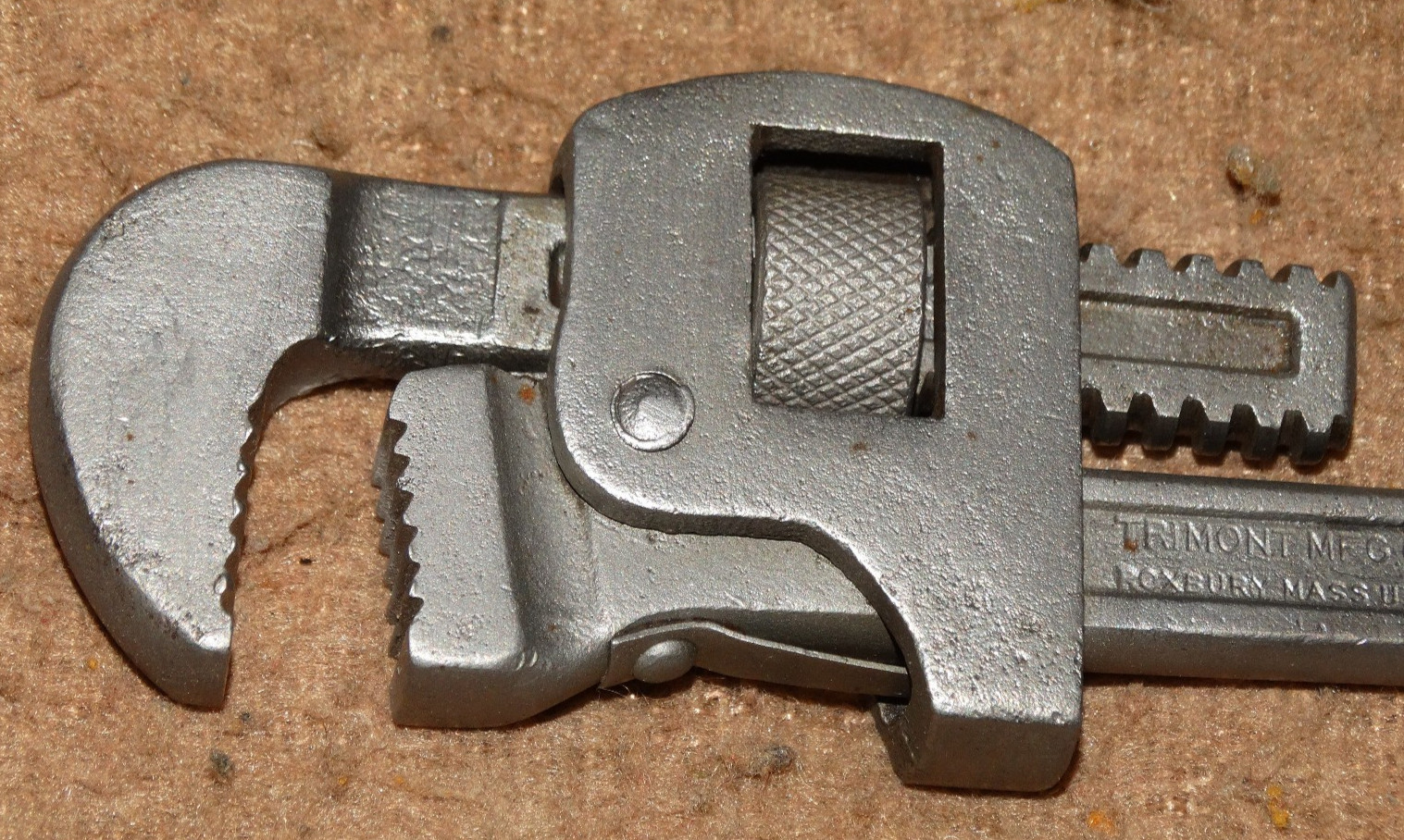 Antique 1890's TRIMONT MANUFACTURING CO. 7" Adjustable Pipe fitting wrench VGC