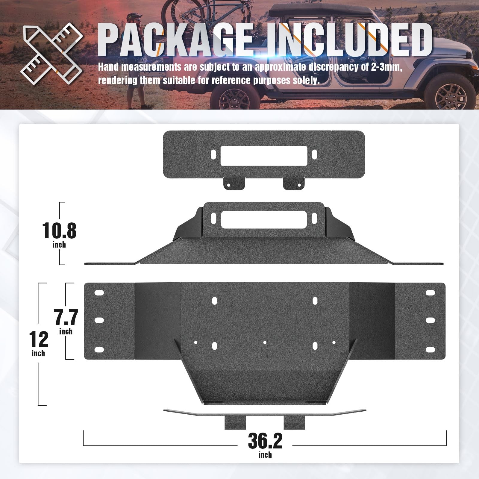 Winch Mount Plate for 2009-2014 F150 10x4.5 Bolt Pattern Steel 12000lb Black