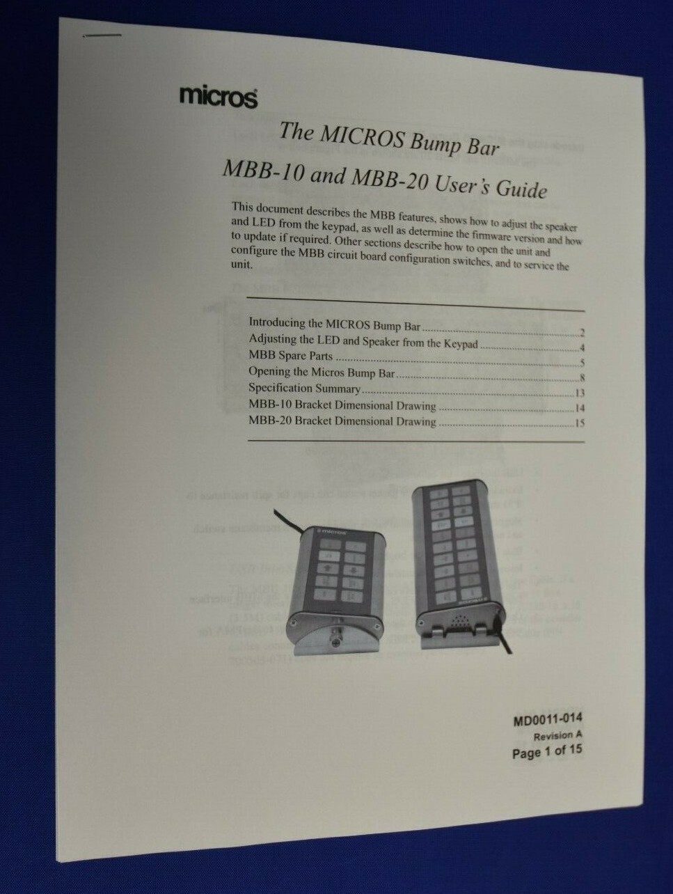 Micros Oracle Bump Bar Model MBB-20 (USB) Reconditioned w/Warranty PN 700879