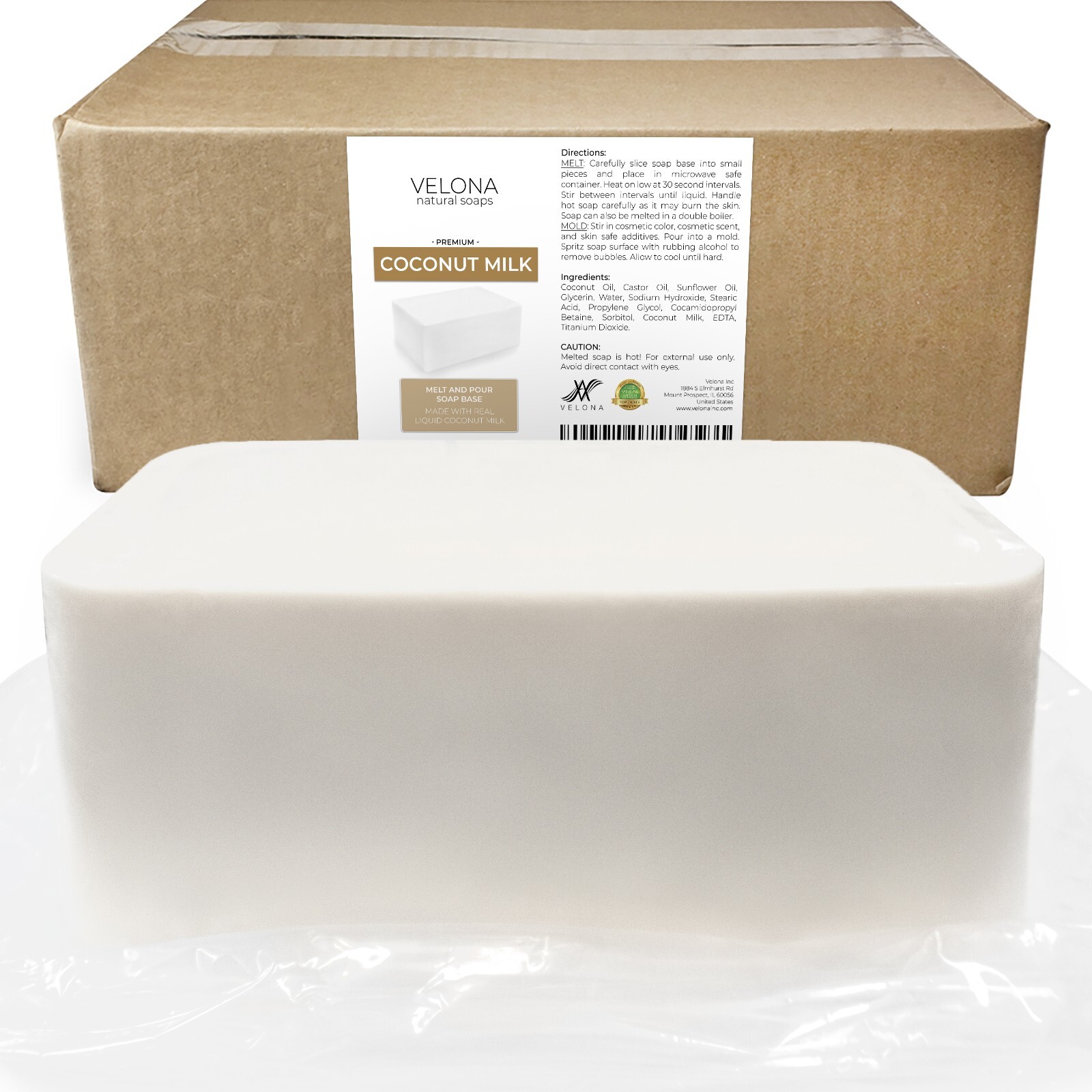 2,5,10,25 LB - Coconut Milk Glycerin Soap Base by Velona SLS/SLES Free Melt Pour