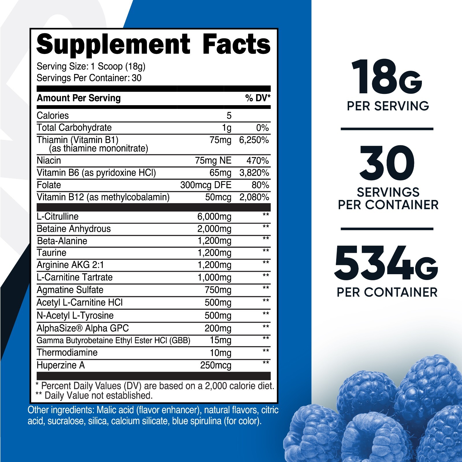 Nutricost Stim-Free Pre-Workout, 30 Servings (Blue Raspberry)