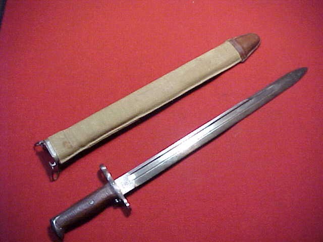 WWI ERA US M1905 BAYONET W/US M1910 CANVAS COVERED SCABBARD ~ CLEAN ESTATE ITEM
